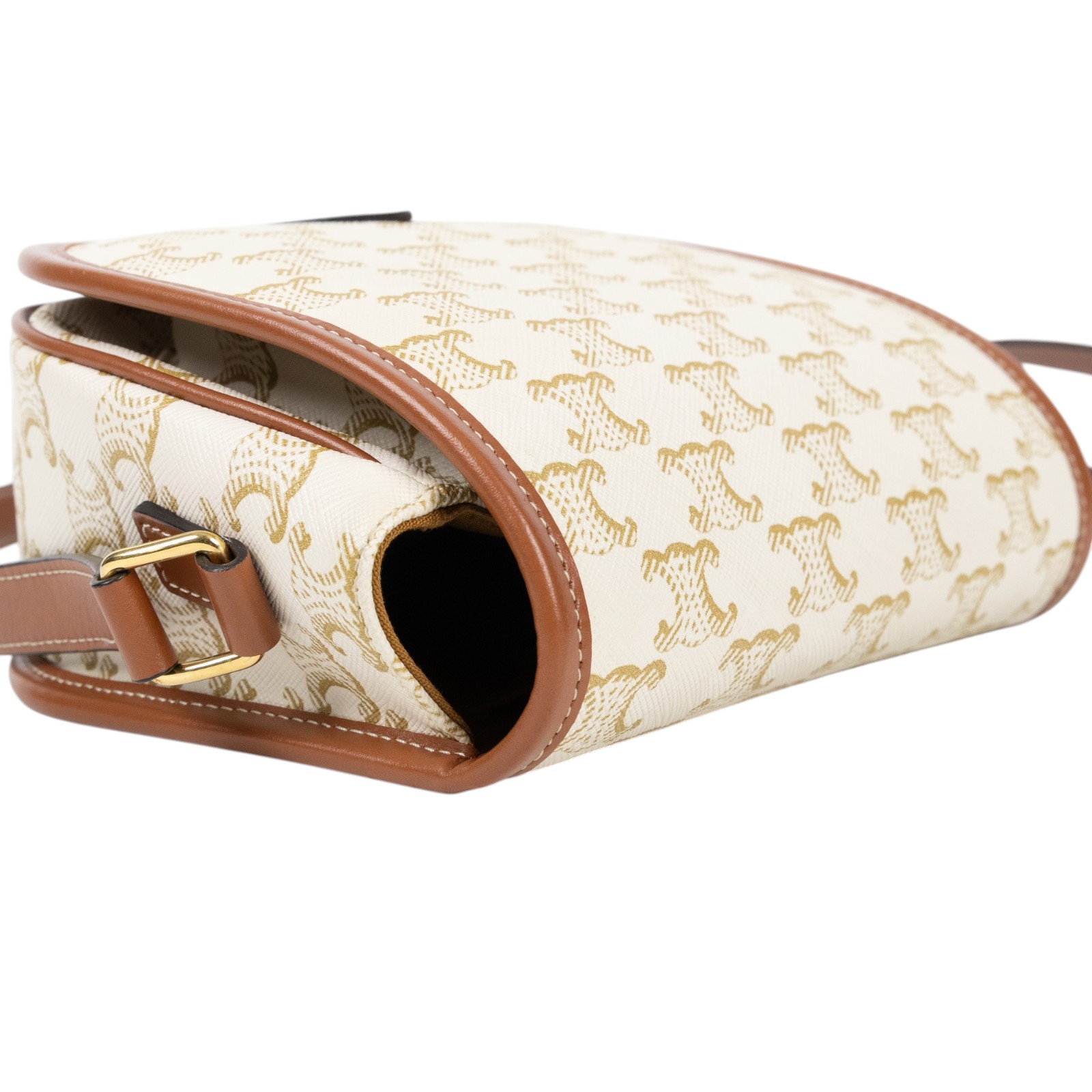 思琳 CELINE Triomphe帆布 中型 凱旋門 Folco 斜背 肩背 馬鞍包 191502BZJ 白凱旋門FOLCO馬鞍包 中號 防塵袋/購買證明正本