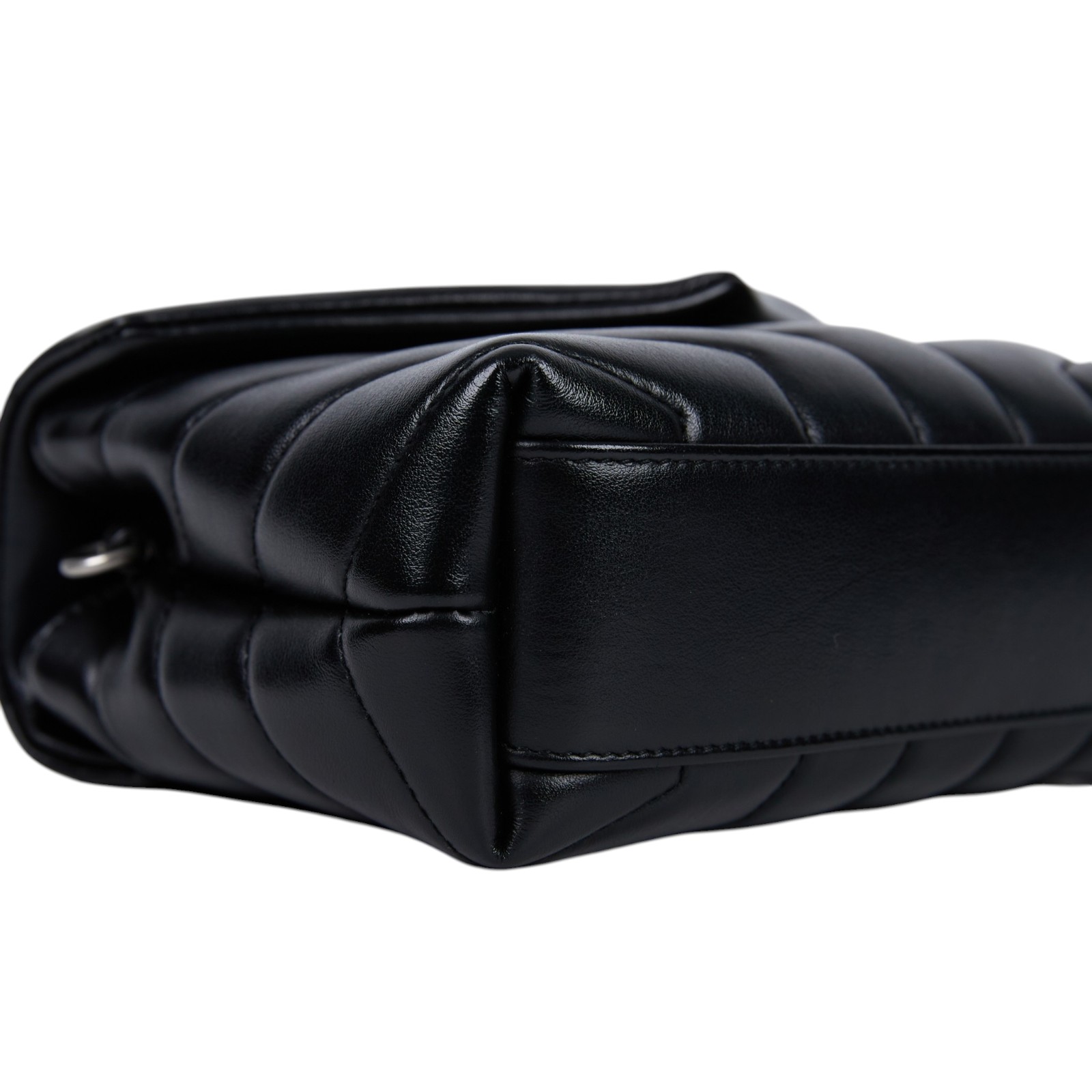 聖羅蘭 YSL SAINT LAURENT Loulou 絎縫 皮革 TOY 手袋 銀色五金 467072DV706 黑銀LOULOU TOY 背帶