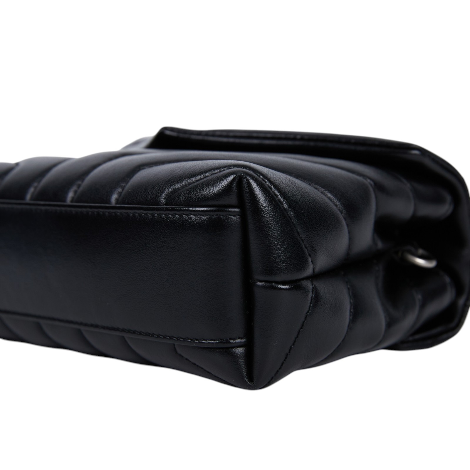 聖羅蘭 YSL SAINT LAURENT Loulou 絎縫 皮革 TOY 手袋 銀色五金 467072DV706 黑銀LOULOU TOY 背帶