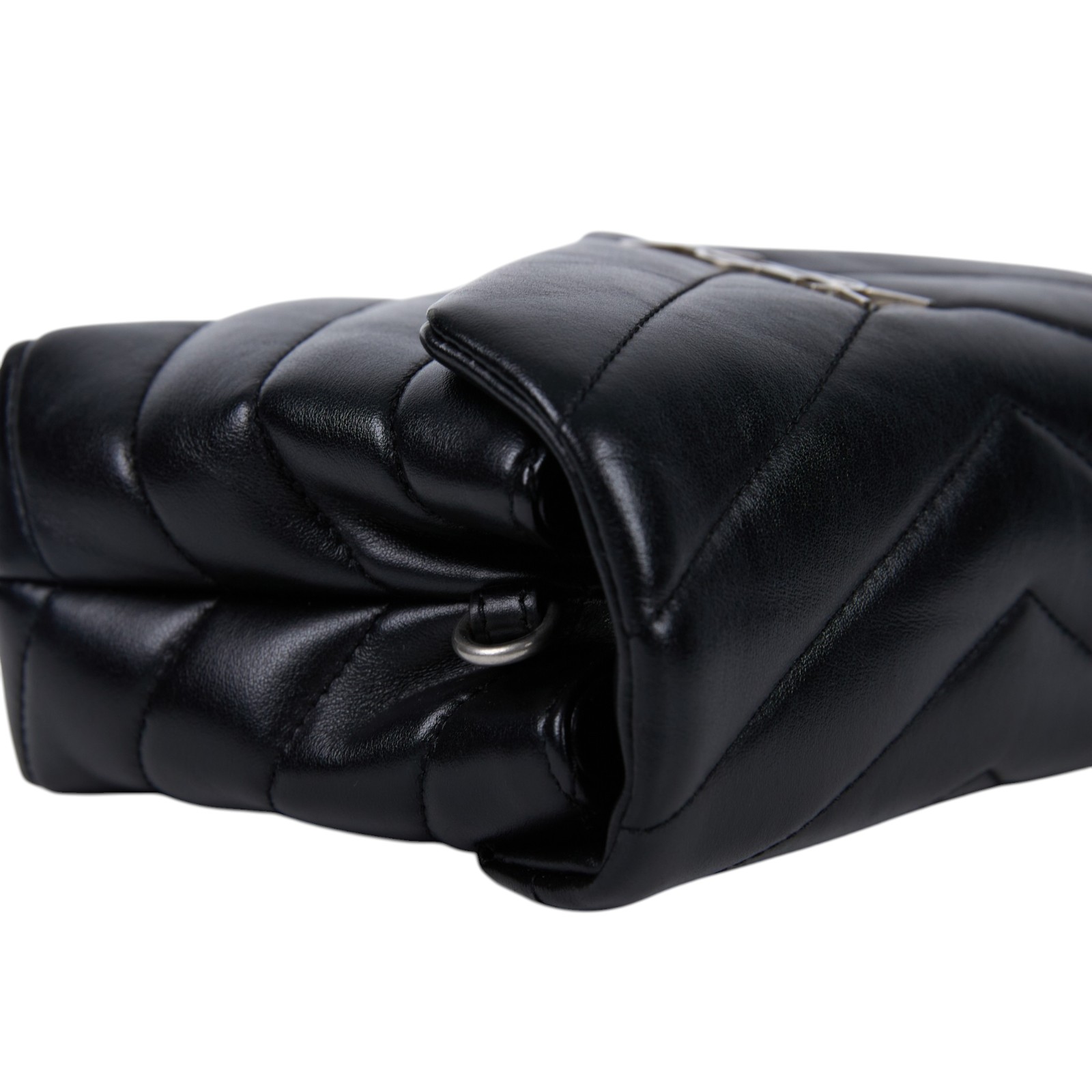 聖羅蘭 YSL SAINT LAURENT Loulou 絎縫 皮革 TOY 手袋 銀色五金 467072DV706 黑銀LOULOU TOY 背帶