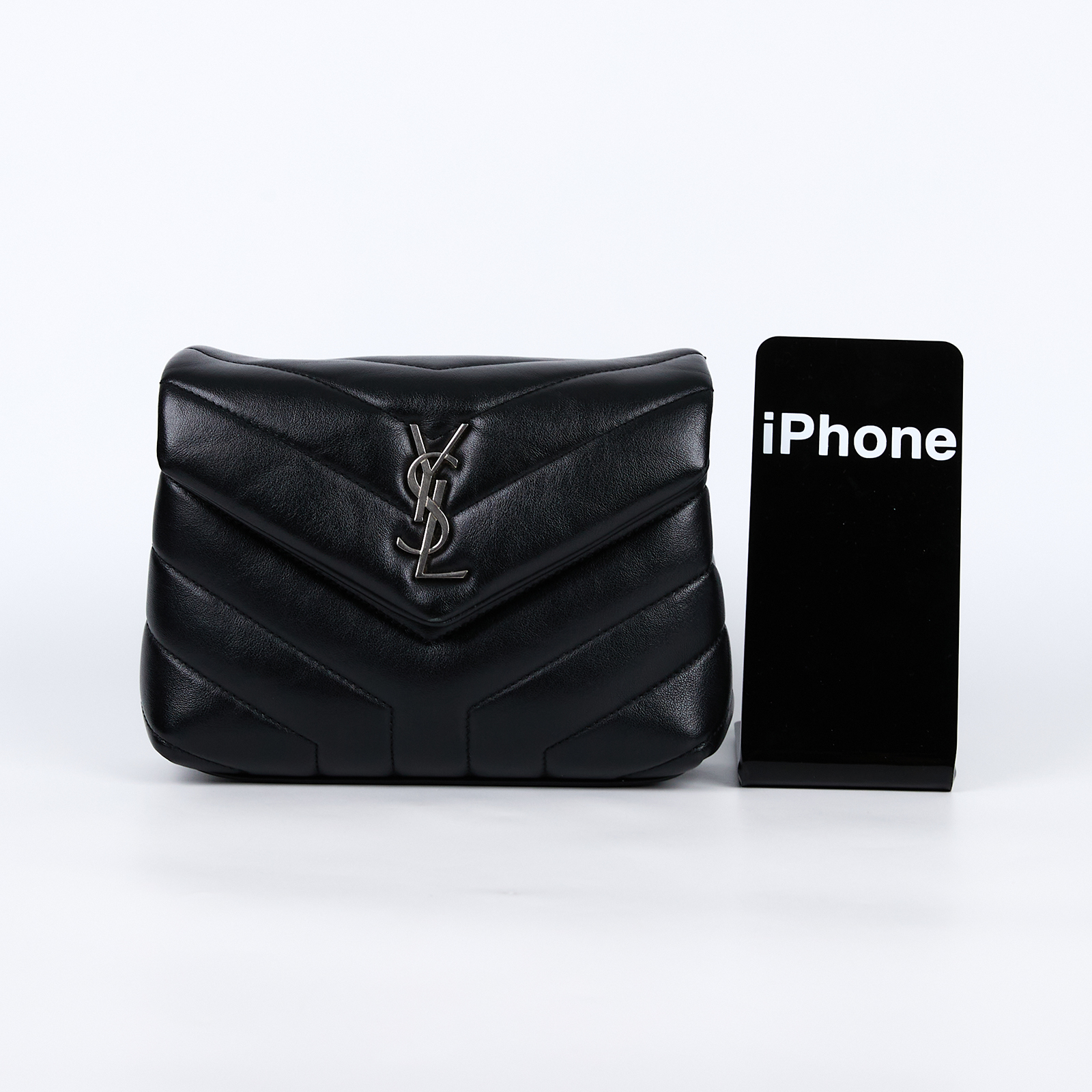聖羅蘭 YSL SAINT LAURENT Loulou 絎縫 皮革 TOY 手袋 銀色五金 467072DV706 黑銀LOULOU TOY 背帶