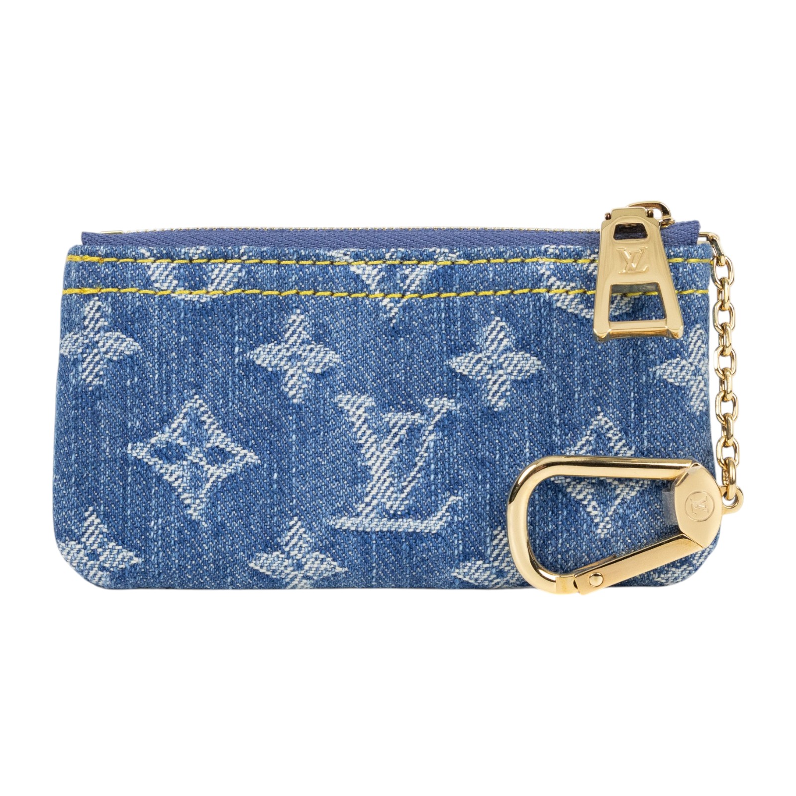路易威登 LOUIS VUITTON Pochette Clés Denim 鑰匙零錢包 卡包 錢包 M82961 晶片款  原廠盒子/防塵袋/購買證明正影本