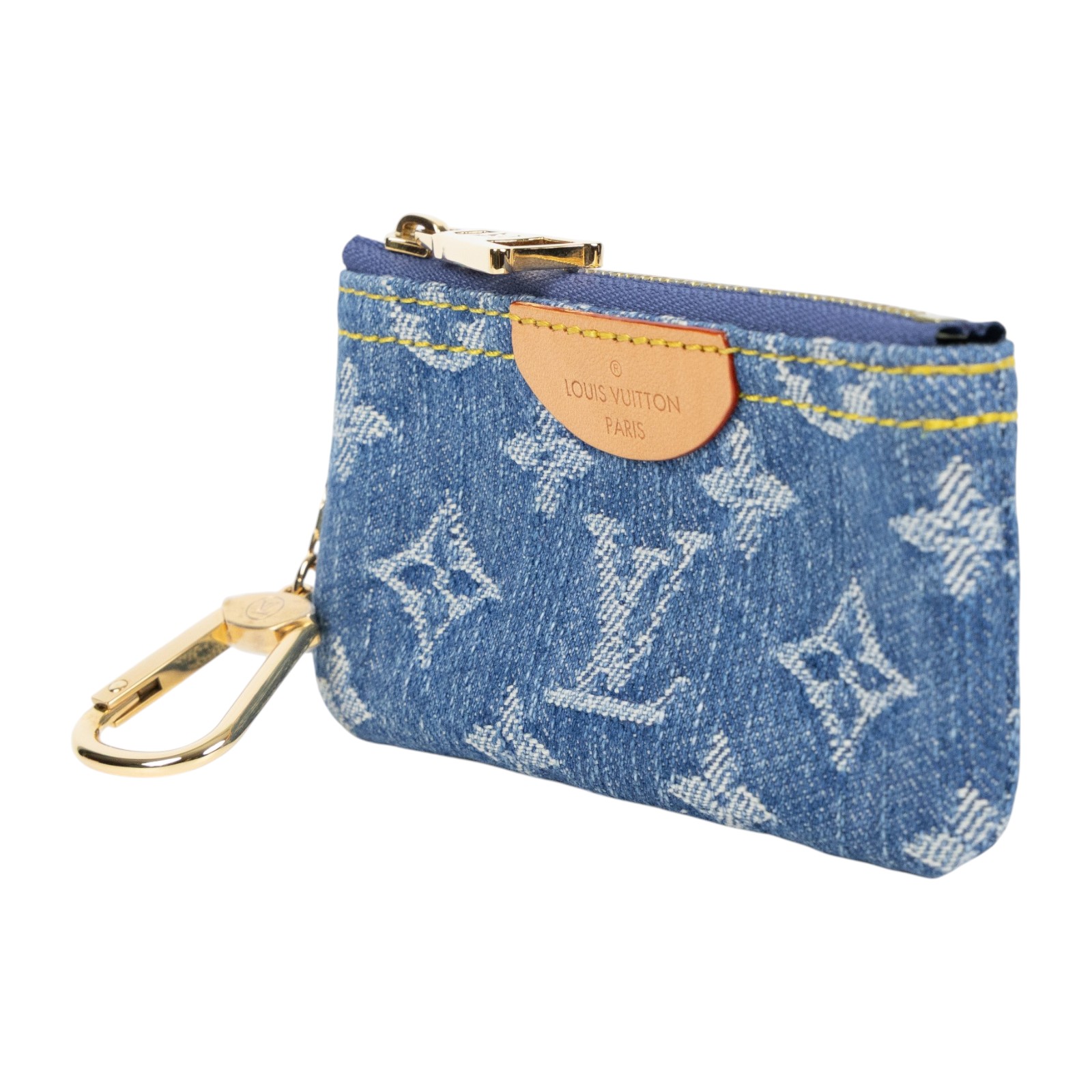 路易威登 LOUIS VUITTON Pochette Clés Denim 鑰匙零錢包 卡包 錢包 M82961 晶片款  原廠盒子/防塵袋/購買證明正影本