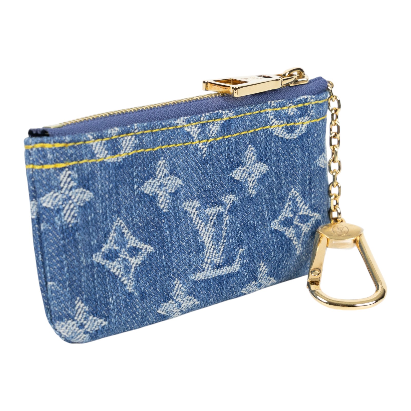 路易威登 LOUIS VUITTON Pochette Clés Denim 鑰匙零錢包 卡包 錢包 M82961 晶片款  原廠盒子/防塵袋/購買證明正影本