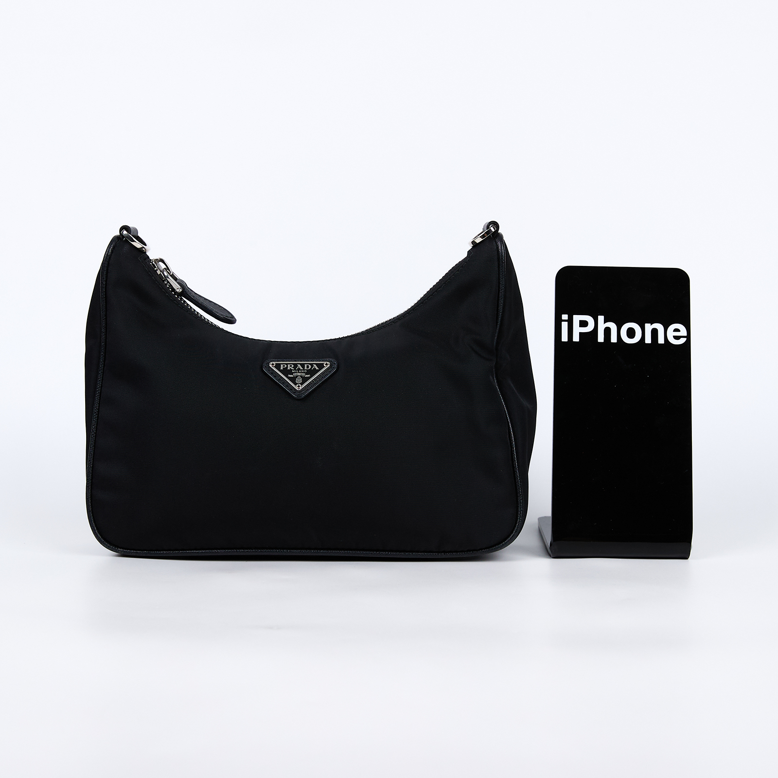 普拉達 PRADA Re-Edition 2005 Re-Nylon 手袋 1BH204_R064 黑銀三合一尼龍肩背包 防塵袋/內袋/背帶