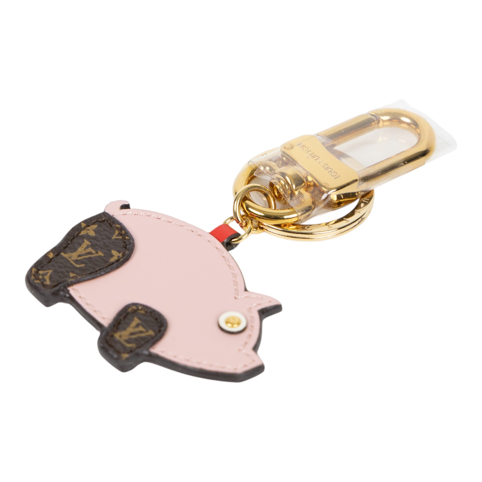 路易威登 LOUIS VUITTON Porte Cle Figure Pig 豬年 吊飾 包掛 鑰匙圈 M67402 粉豬拼原花吊飾 原廠盒子/防塵袋