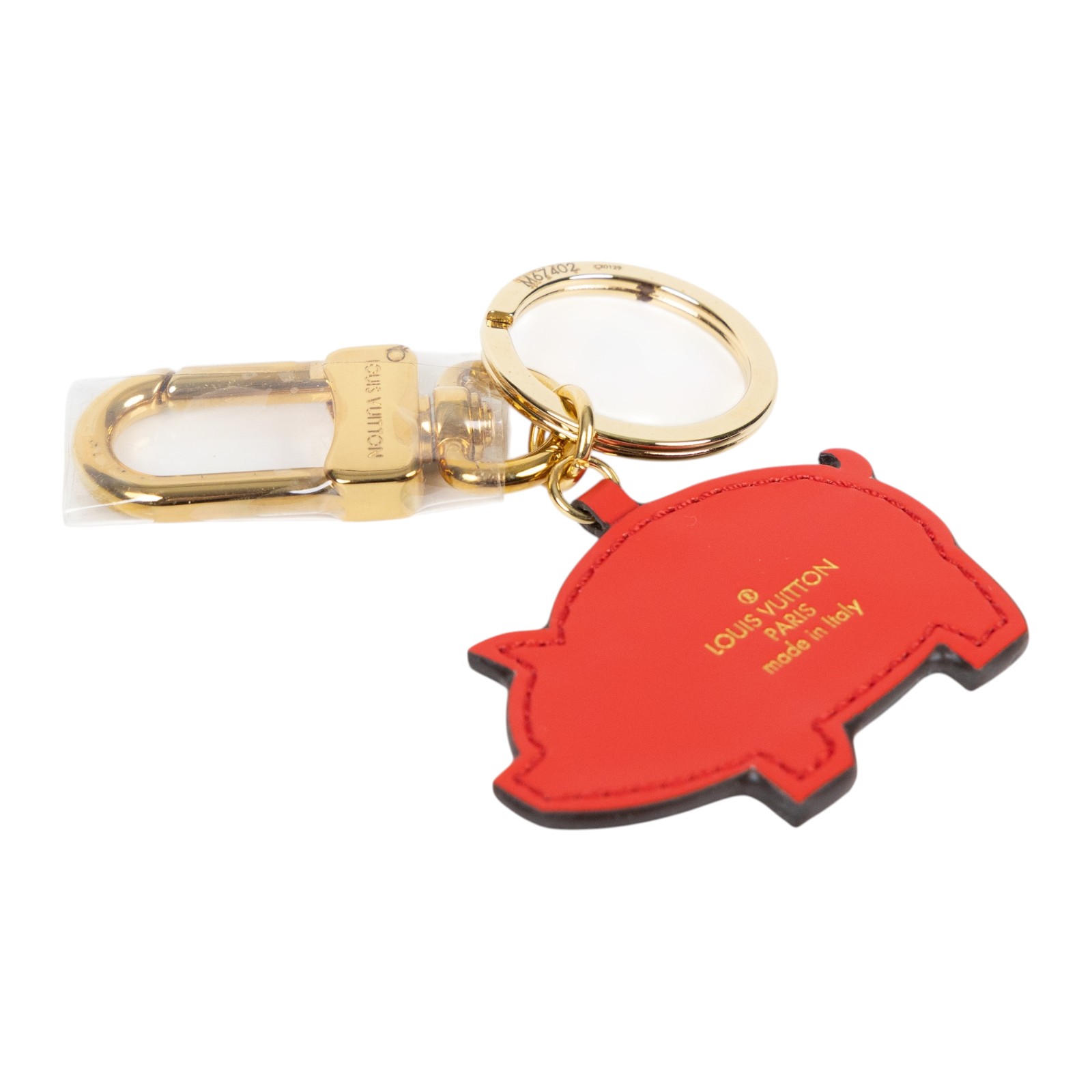 路易威登 LOUIS VUITTON Porte Cle Figure Pig 豬年 吊飾 包掛 鑰匙圈 M67402 粉豬拼原花吊飾 原廠盒子/防塵袋