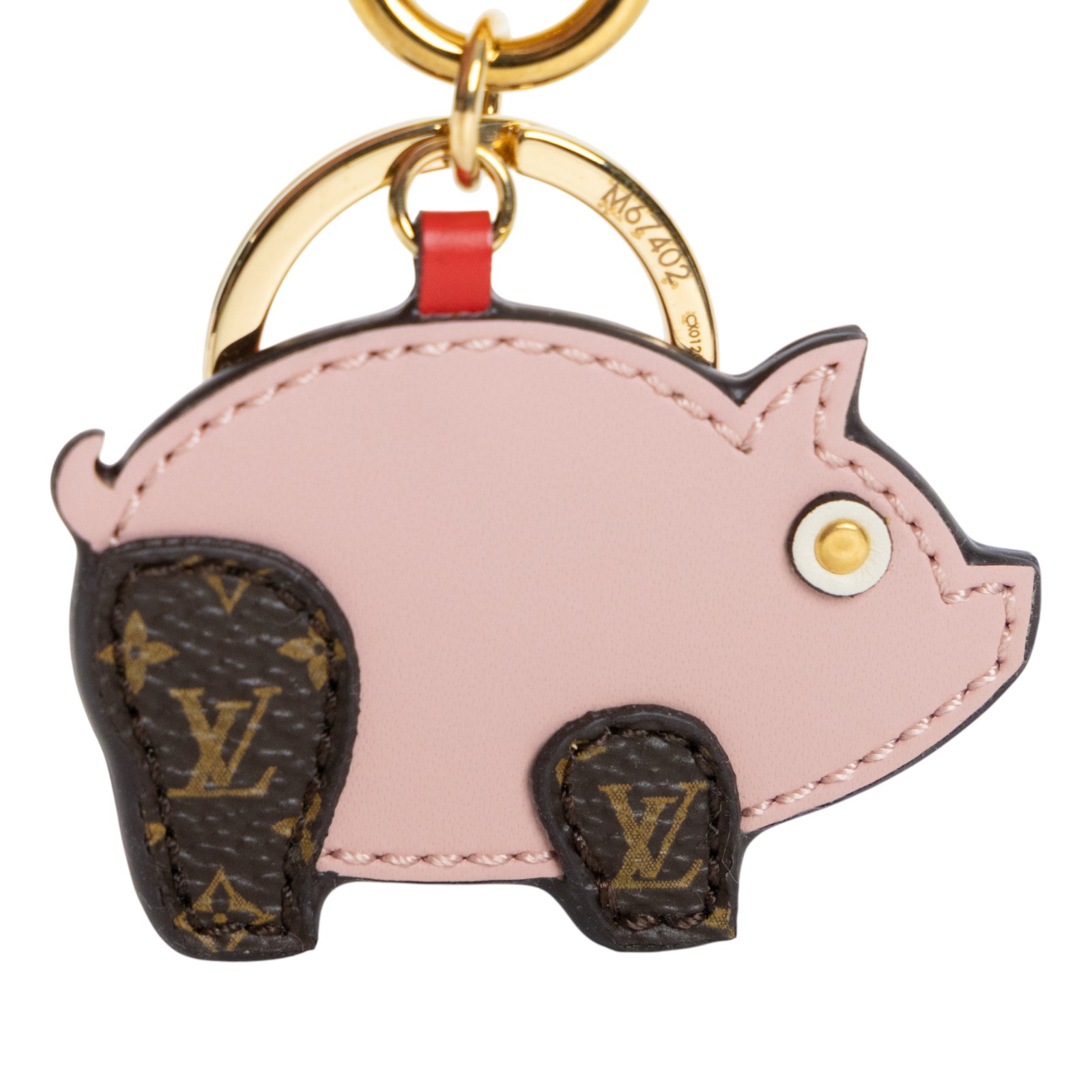 路易威登 LOUIS VUITTON Porte Cle Figure Pig 豬年 吊飾 包掛 鑰匙圈 M67402 粉豬拼原花吊飾 原廠盒子/防塵袋