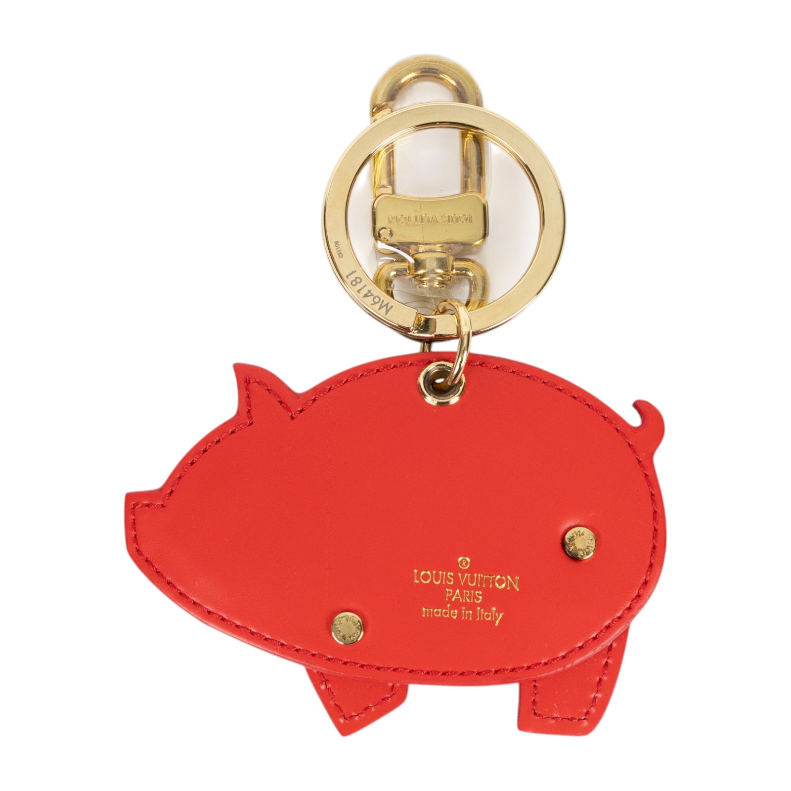 路易威登 LOUIS VUITTON Porte Cle Figure Pig 豬年限定 吊飾 包掛 鑰匙圈  原花拼紅豬吊飾 原廠盒子/防塵袋