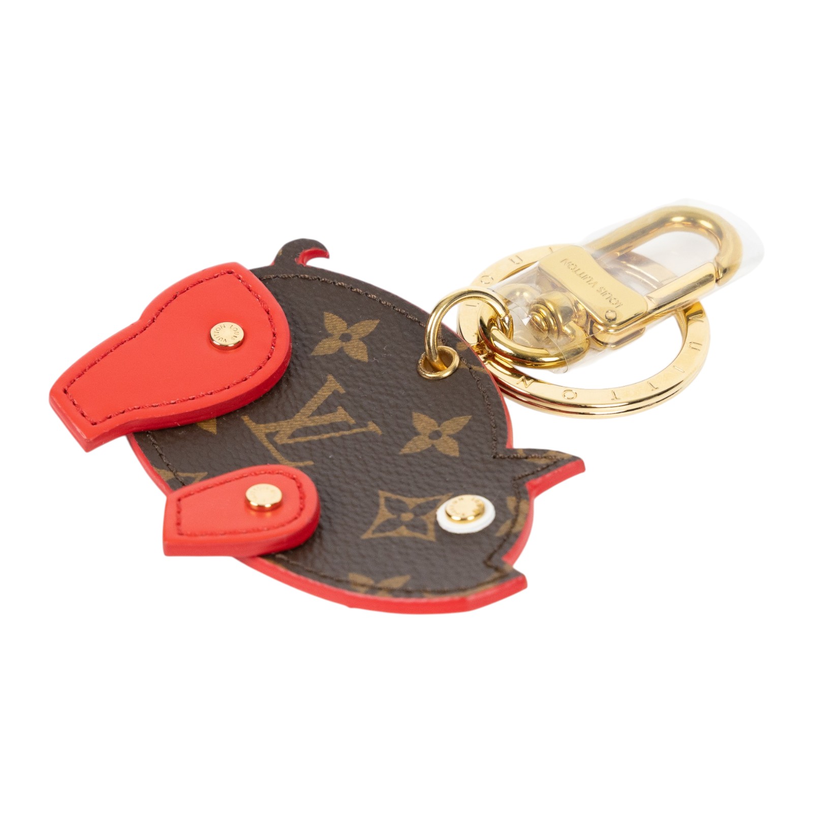 路易威登 LOUIS VUITTON Porte Cle Figure Pig 豬年限定 吊飾 包掛 鑰匙圈  原花拼紅豬吊飾 原廠盒子/防塵袋