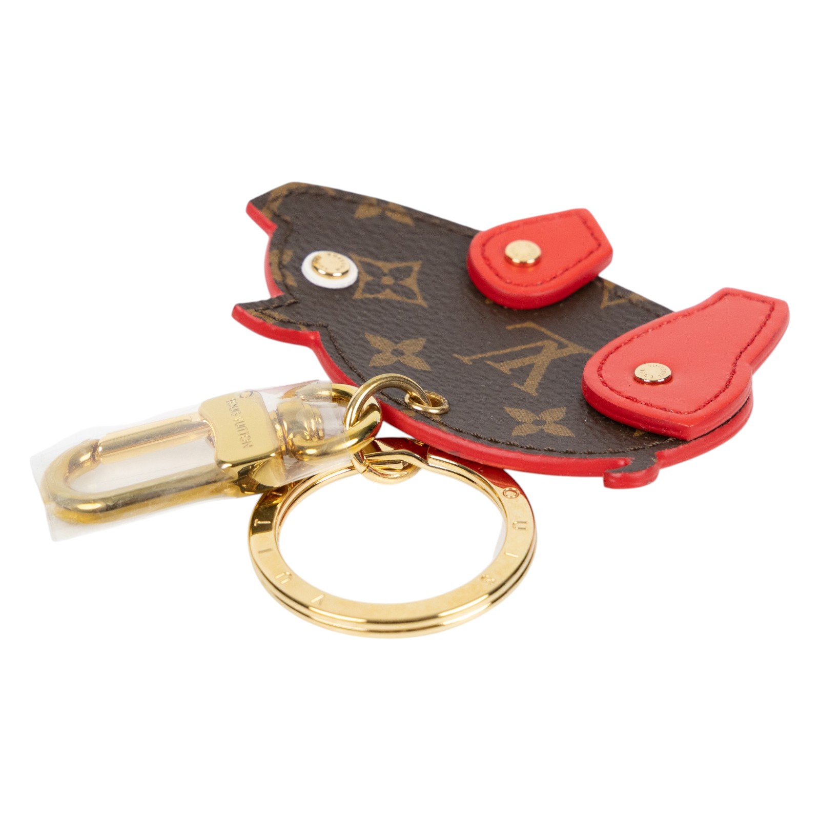 路易威登 LOUIS VUITTON Porte Cle Figure Pig 豬年限定 吊飾 包掛 鑰匙圈  原花拼紅豬吊飾 原廠盒子/防塵袋