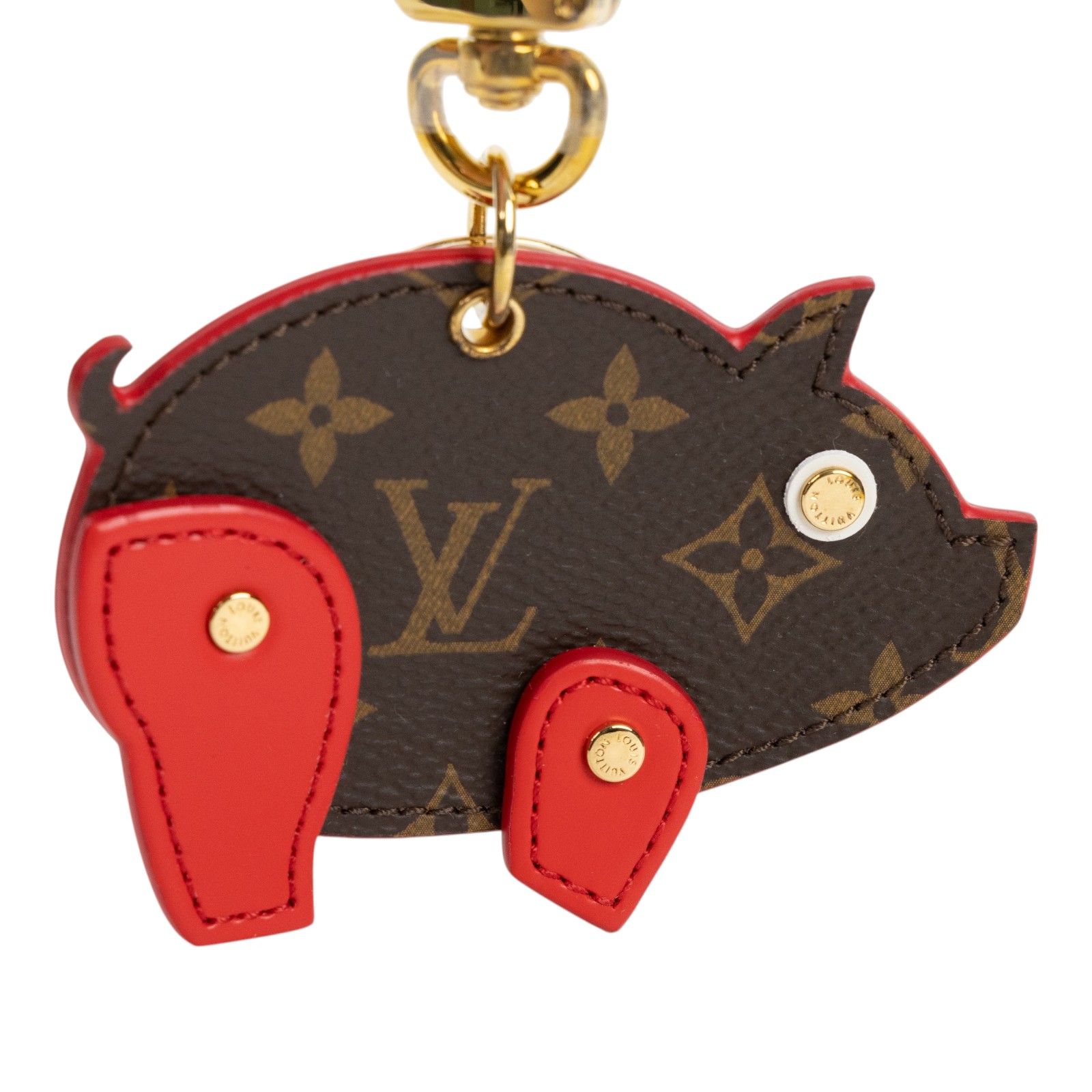 路易威登 LOUIS VUITTON Porte Cle Figure Pig 豬年限定 吊飾 包掛 鑰匙圈  原花拼紅豬吊飾 原廠盒子/防塵袋