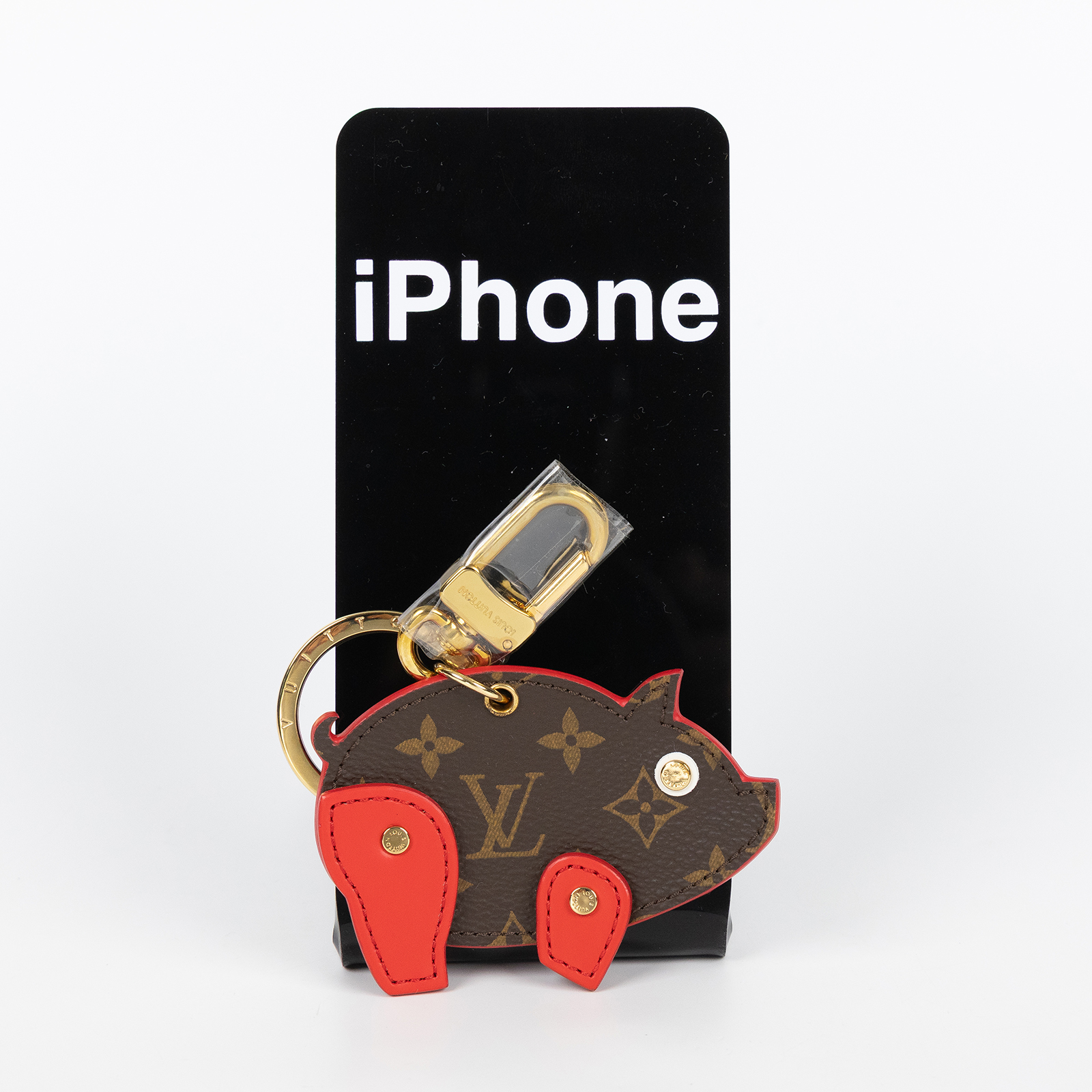 路易威登 LOUIS VUITTON Porte Cle Figure Pig 豬年限定 吊飾 包掛 鑰匙圈  原花拼紅豬吊飾 原廠盒子/防塵袋