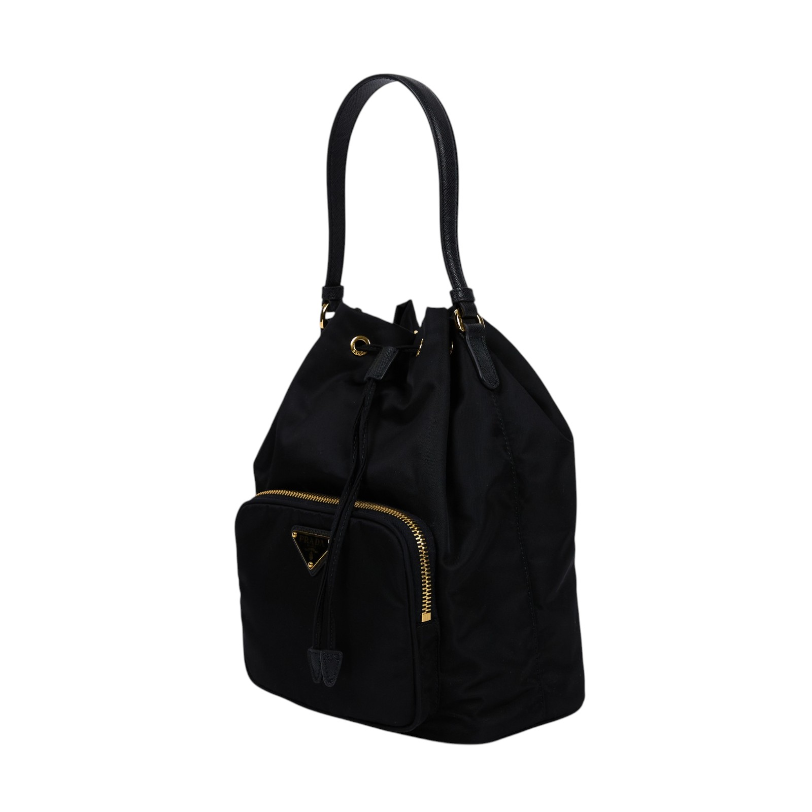 普拉達 PRADA Tessuto 水桶袋 1BH097_RV44 黑尼龍2WAY水桶包 防塵袋/保證卡/背帶