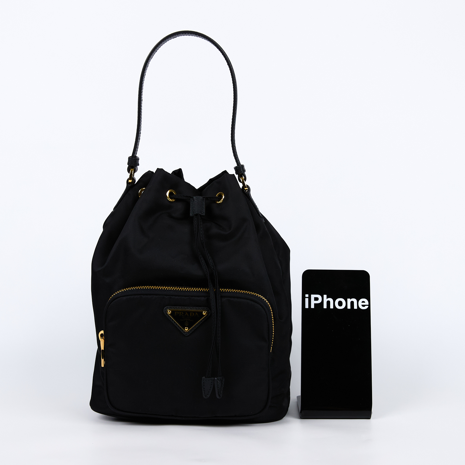 普拉達 PRADA Tessuto 水桶袋 1BH097_RV44 黑尼龍2WAY水桶包 防塵袋/保證卡/背帶