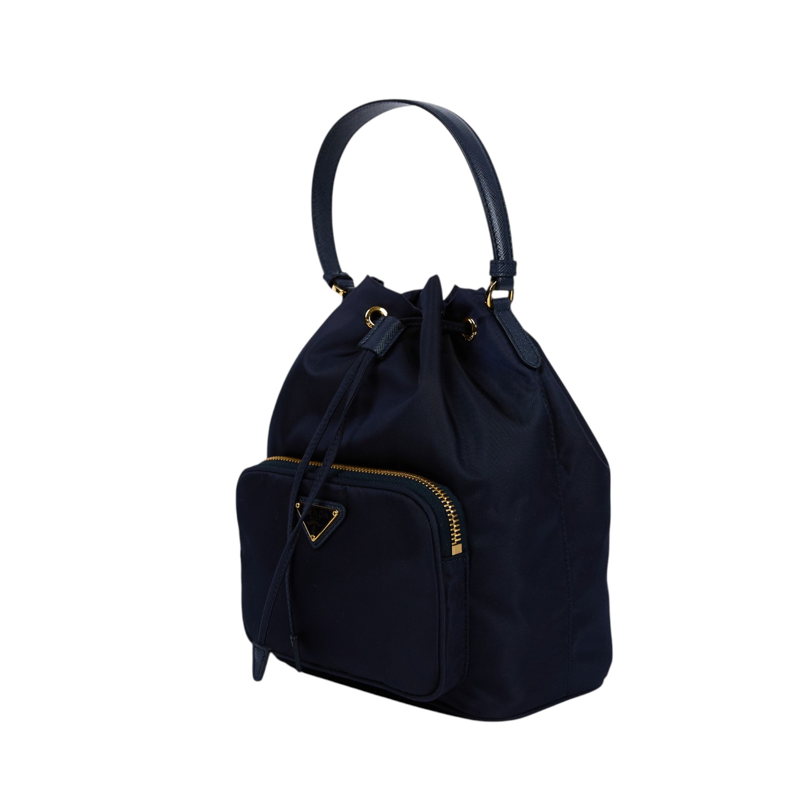 普拉達 PRADA Duet Re-Nylon 水桶袋 1BH038_RV44 藍尼龍2WAY水桶包 防塵袋/保證卡/背帶