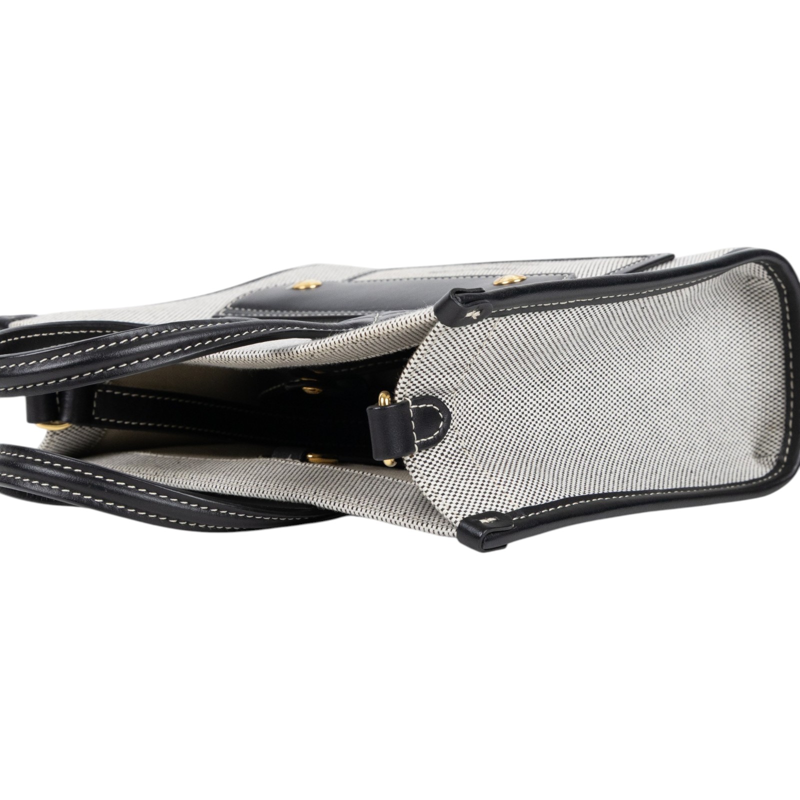 博柏利 BURBERRY Mini Freya Tote 手提包 肩背包 80441421 黑拚灰帆布MINI FREYA 防塵袋/購買證明正本