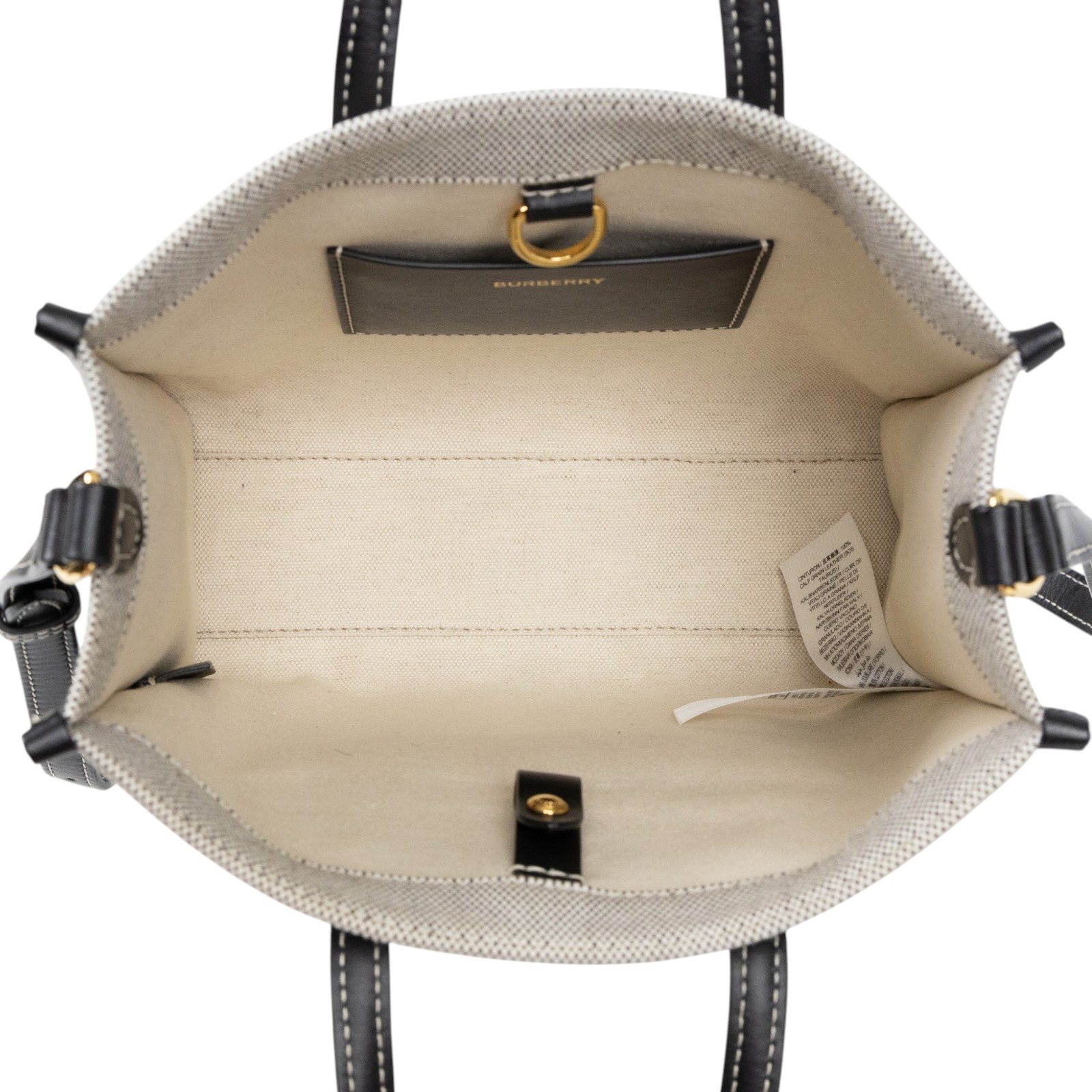 博柏利 BURBERRY Mini Freya Tote 手提包 肩背包 80441421 黑拚灰帆布MINI FREYA 防塵袋/購買證明正本