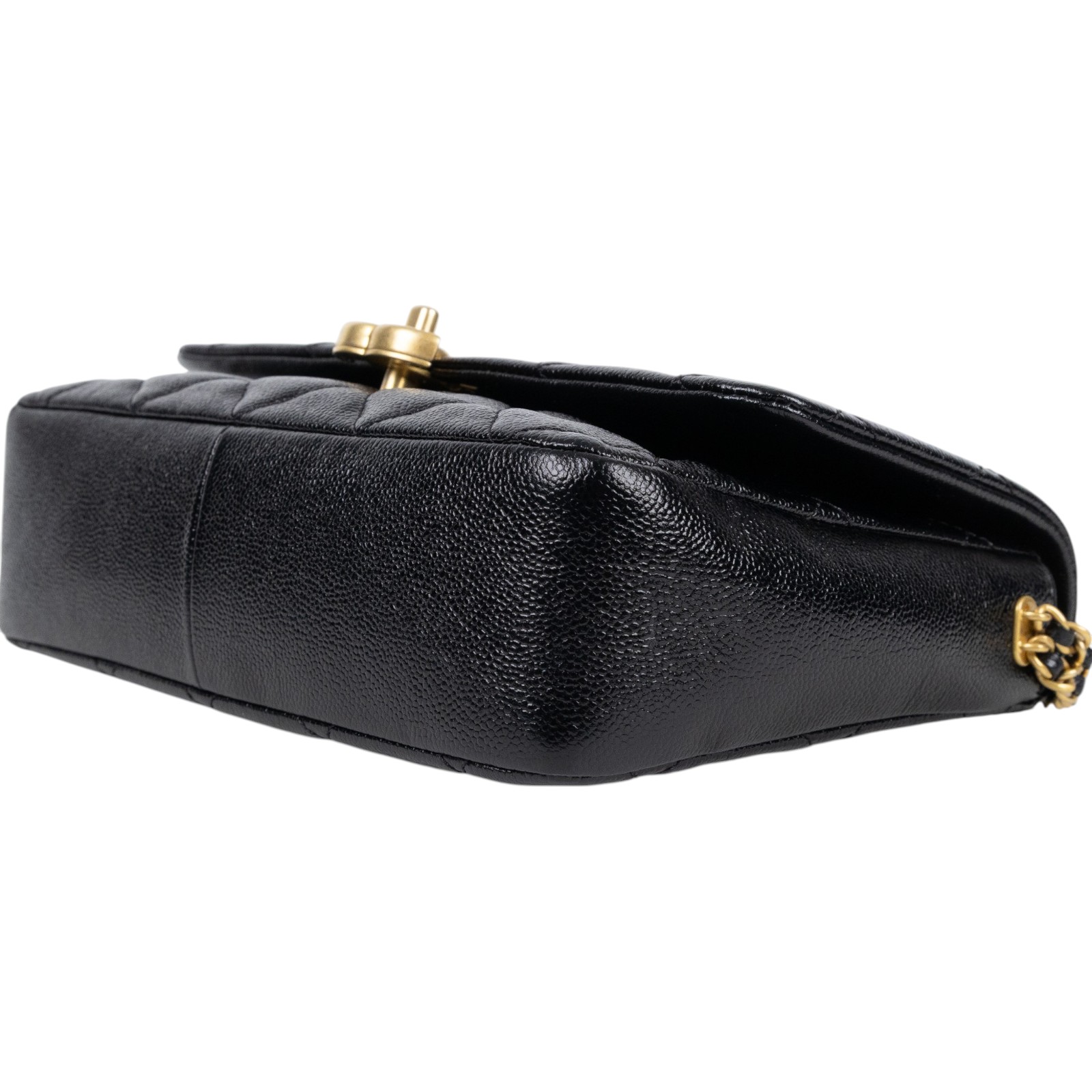 香奈兒 CHANEL CF 口蓋包 方胖子 肩背包 斜背包 AS3165 晶片款 黑荔枝掀蓋鍊包 防塵袋/購買證明