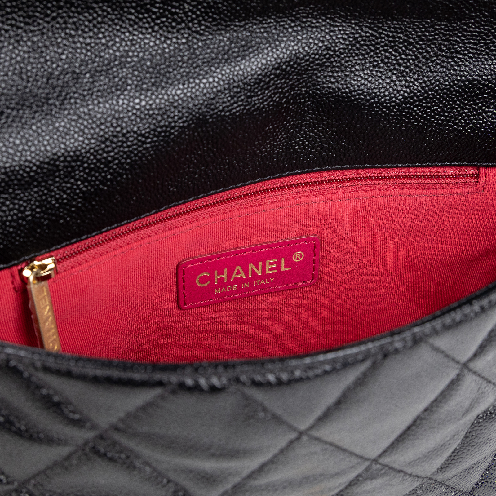 香奈兒 CHANEL CF 口蓋包 方胖子 肩背包 斜背包 AS3165 晶片款 黑荔枝掀蓋鍊包 防塵袋/購買證明