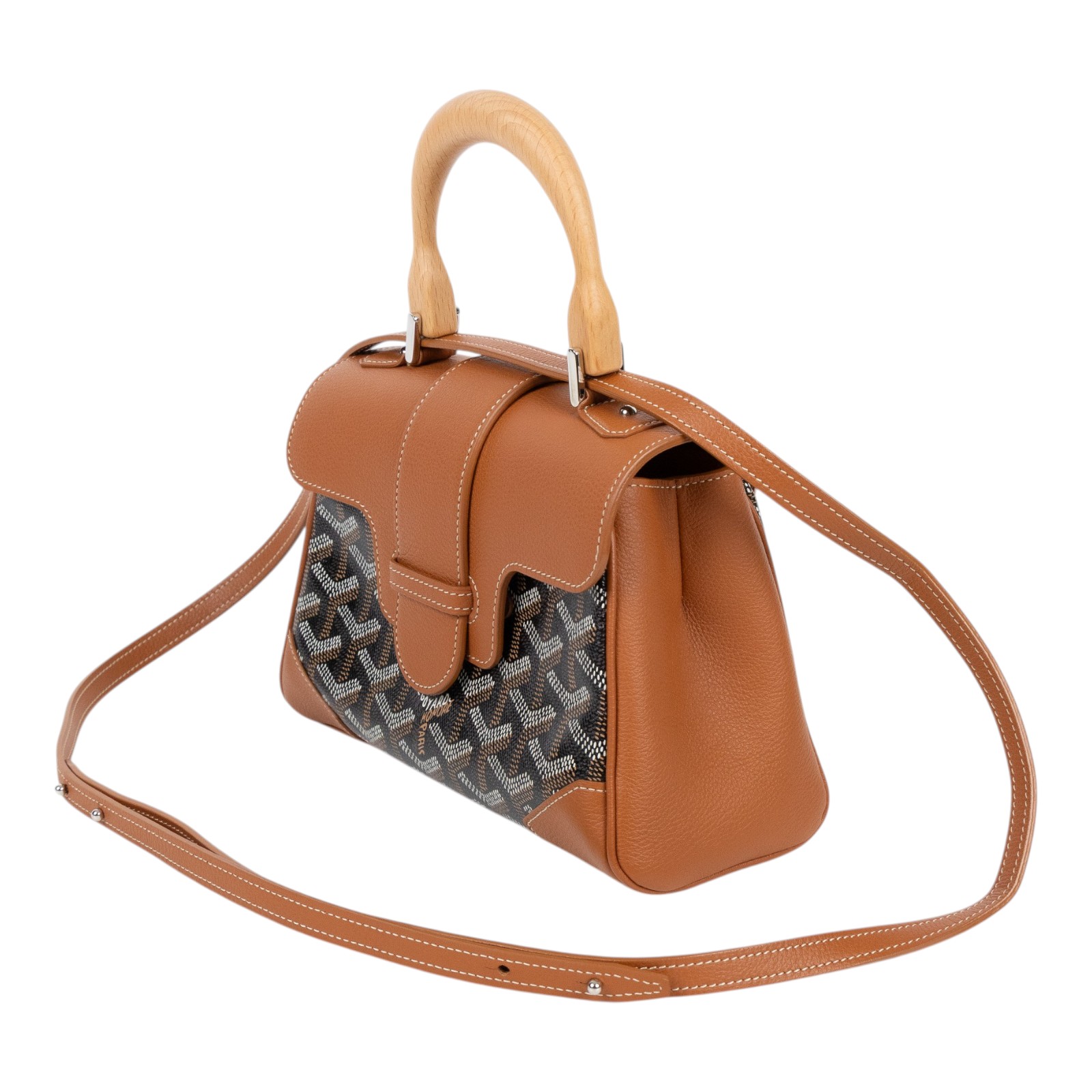 高雅德 GOYARD Saïgon Mini Trunk Bag 肩背 手提包 SAIMALMINTY 焦糖拼黑SAIGON MINI STARP