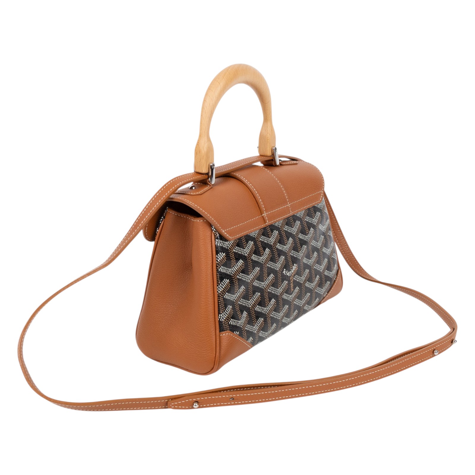 高雅德 GOYARD Saïgon Mini Trunk Bag 肩背 手提包 SAIMALMINTY 焦糖拼黑SAIGON MINI STARP