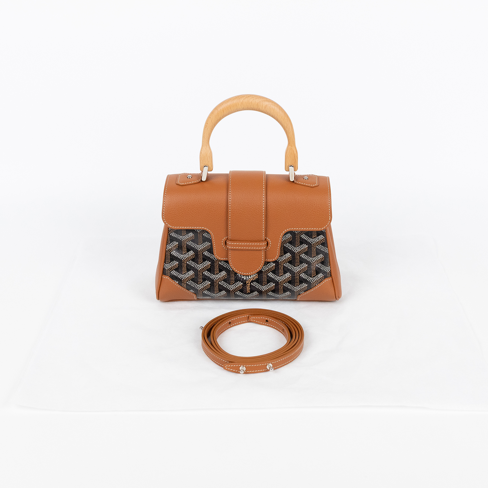 高雅德 GOYARD Saïgon Mini Trunk Bag 肩背 手提包 SAIMALMINTY 焦糖拼黑SAIGON MINI STARP