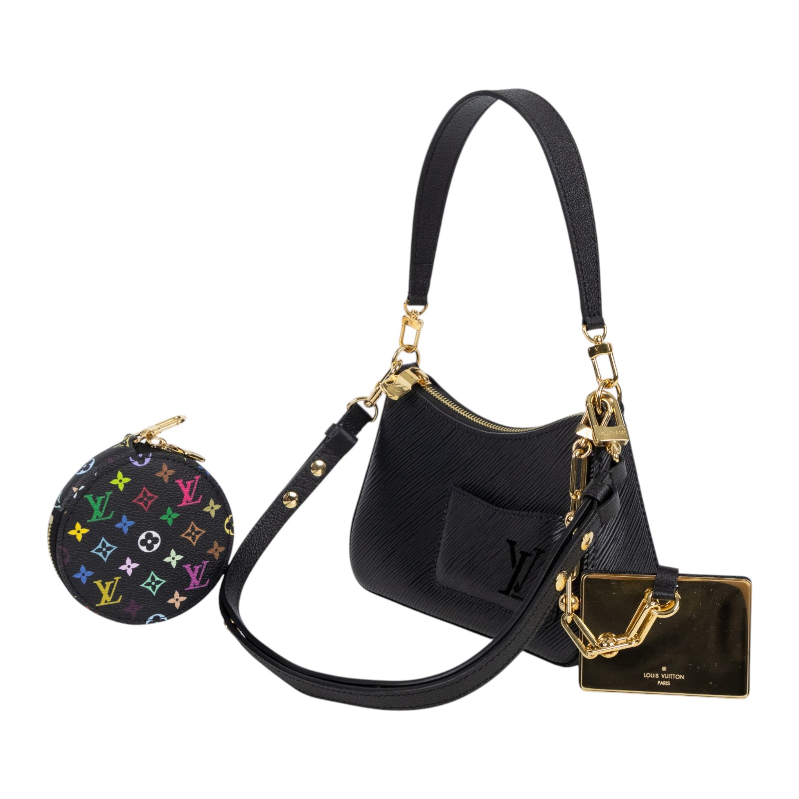 路易威登 LOUIS VUITTON LV x TM 村上隆聯名 Marellini 手提包 黑色 M13099 晶片款  原廠盒子/防塵袋/背帶x2/鏡子/內袋