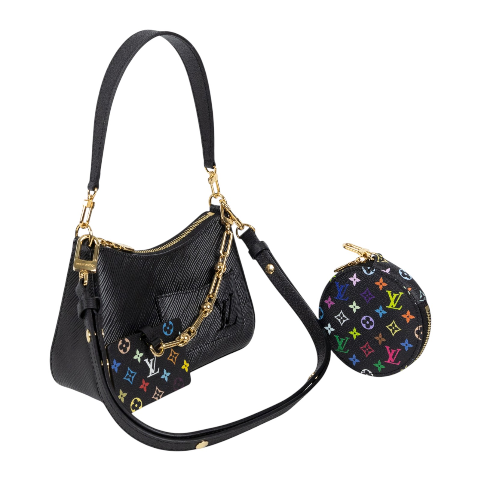 路易威登 LOUIS VUITTON LV x TM 村上隆聯名 Marellini 手提包 黑色 M13099 晶片款  原廠盒子/防塵袋/背帶x2/鏡子/內袋