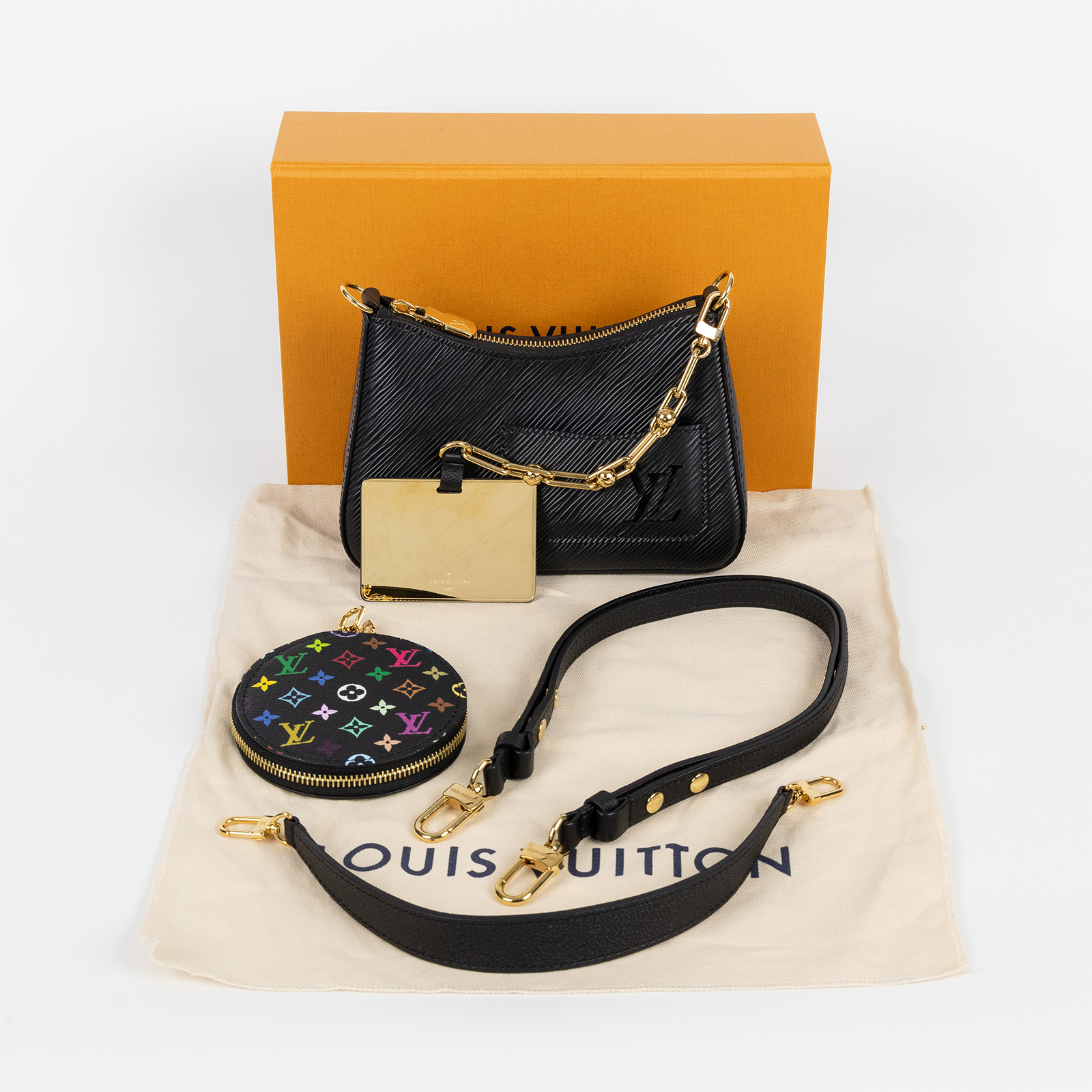 路易威登 LOUIS VUITTON LV x TM 村上隆聯名 Marellini 手提包 黑色 M13099 晶片款  原廠盒子/防塵袋/背帶x2/鏡子/內袋