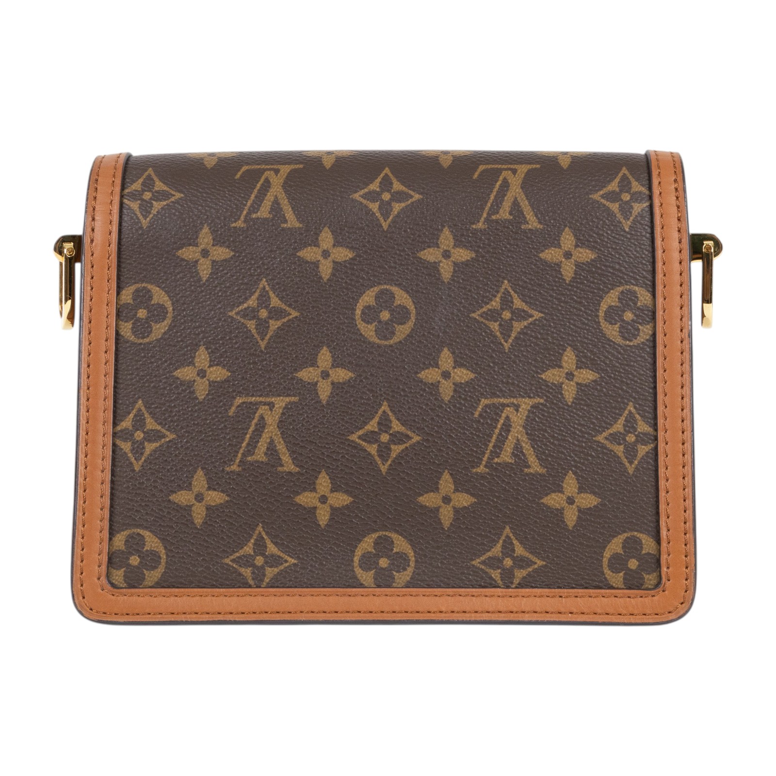 路易威登 LOUIS VUITTON Mini Dauphine Reverse皮革飾邊 迷你 達芙妮 肩背 斜背包 M44580 晶片款  背帶/購買證明正本