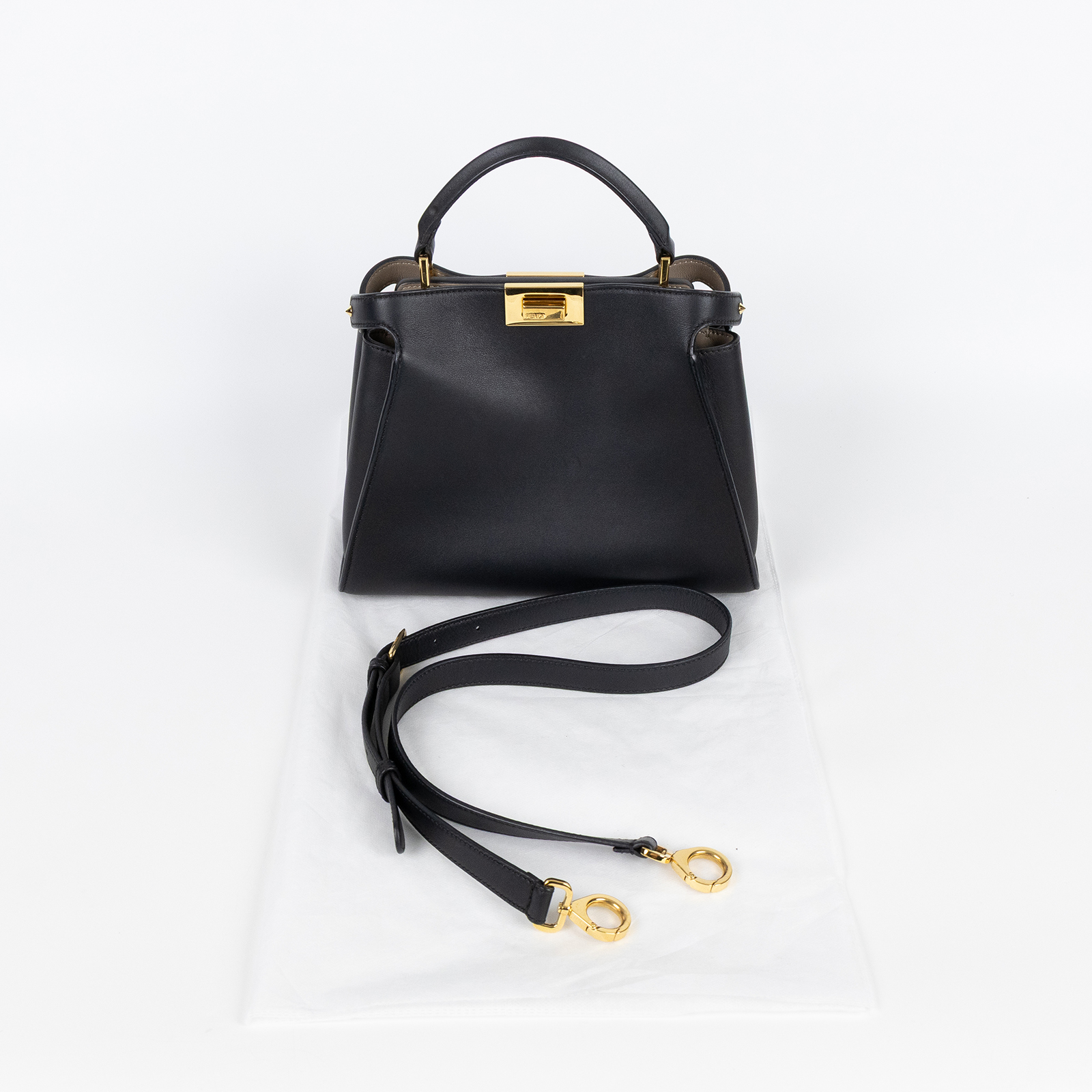 芬迪 FENDI Peekaboo 肩背 手提包 8BN302SMQ 黑PEEKABOO 背帶