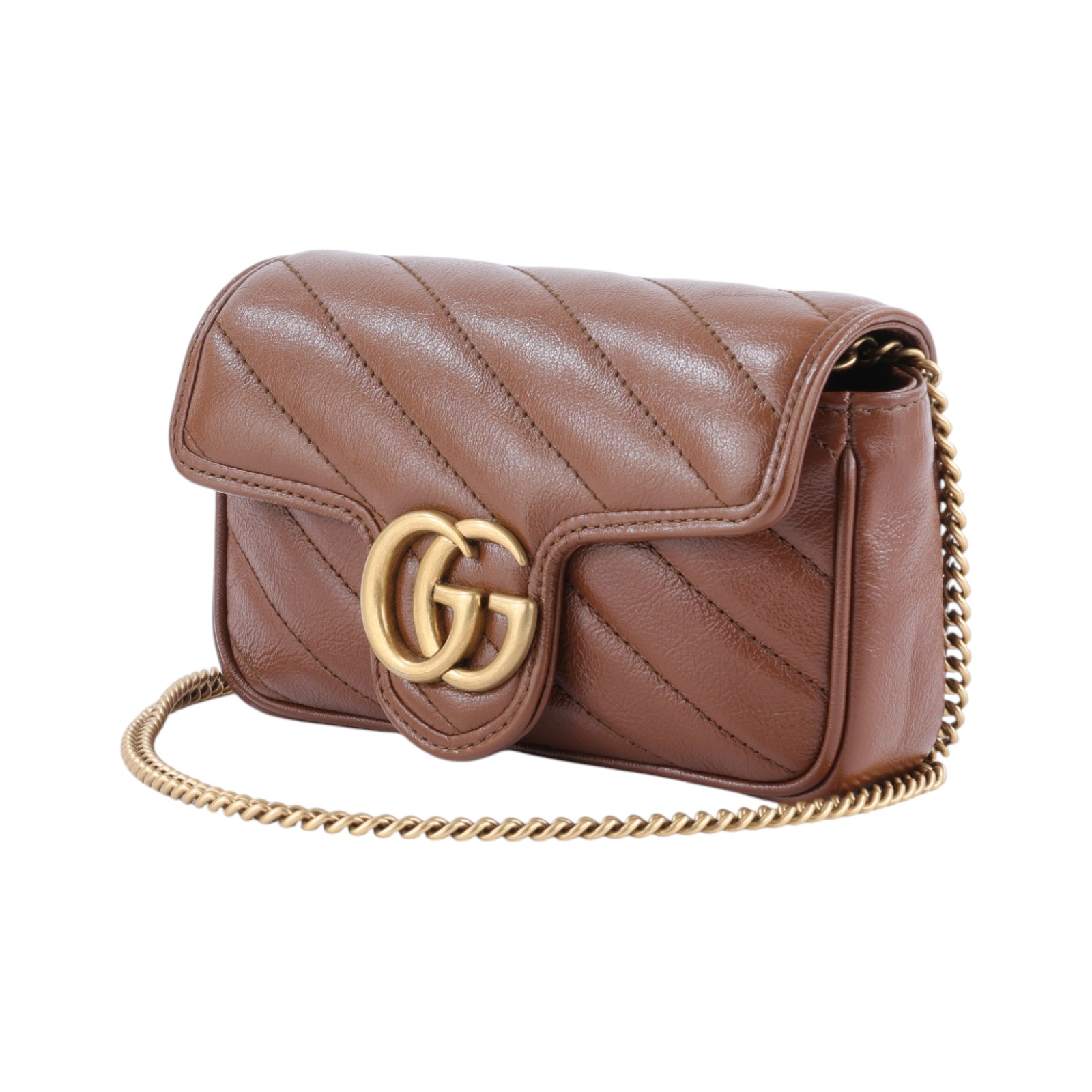 古馳 GUCCI GG Mormont 絎縫 超迷你袋 476433 DTDCT 焦糖MARMONT MINI 無附屬品