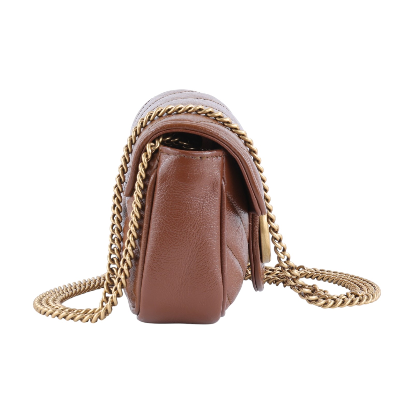 古馳 GUCCI GG Mormont 絎縫 超迷你袋 476433 DTDCT 焦糖MARMONT MINI 無附屬品