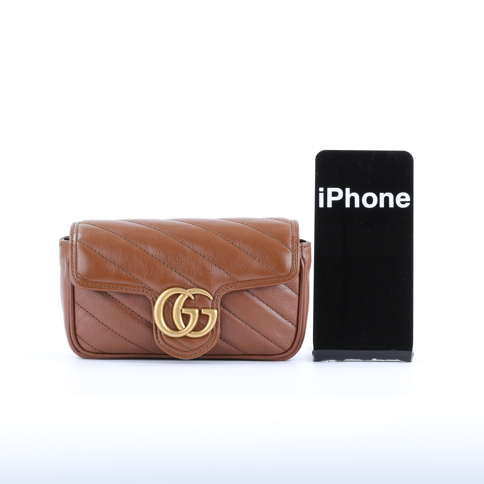古馳 GUCCI GG Mormont 絎縫 超迷你袋 476433 DTDCT 焦糖MARMONT MINI 無附屬品