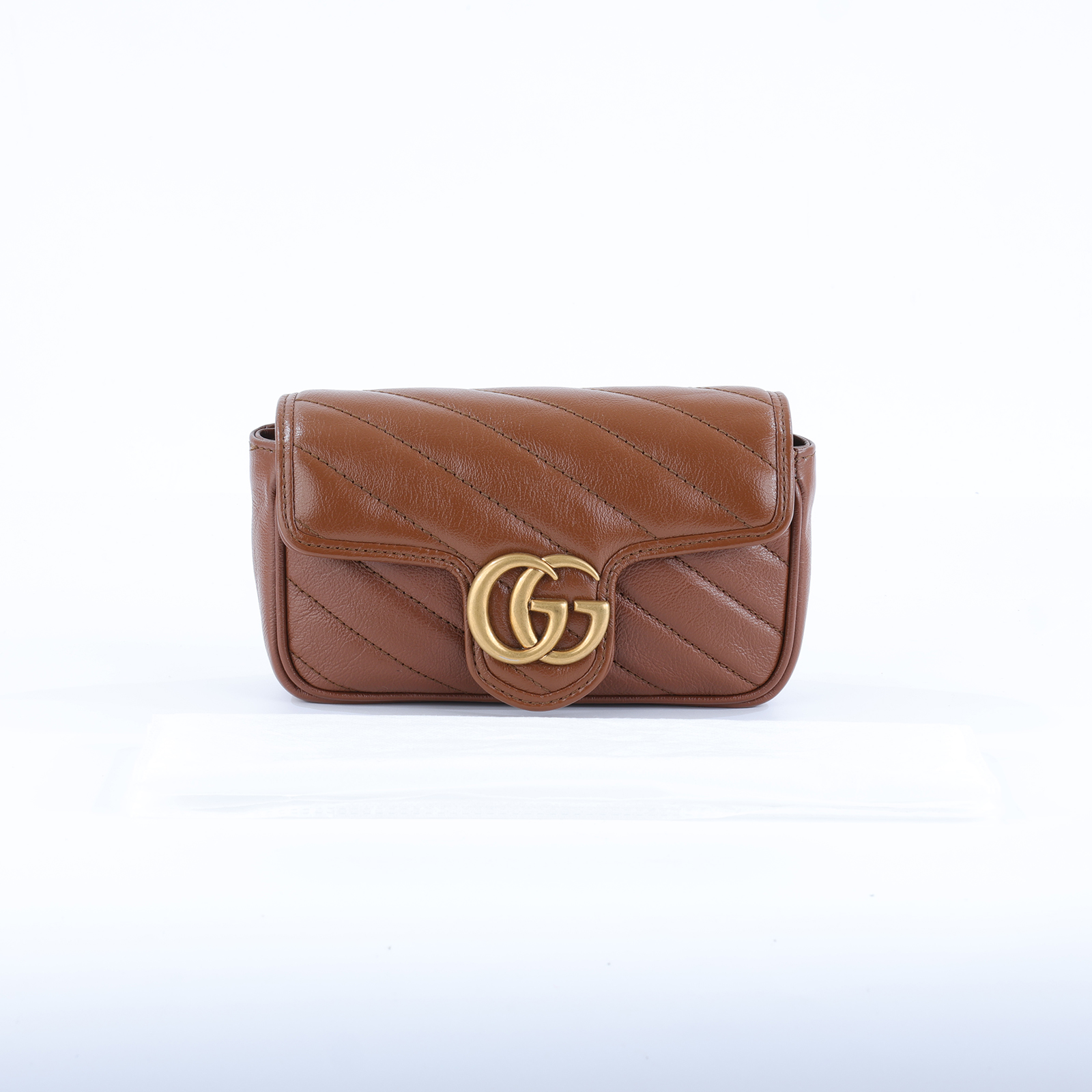 古馳 GUCCI GG Mormont 絎縫 超迷你袋 476433 DTDCT 焦糖MARMONT MINI 無附屬品
