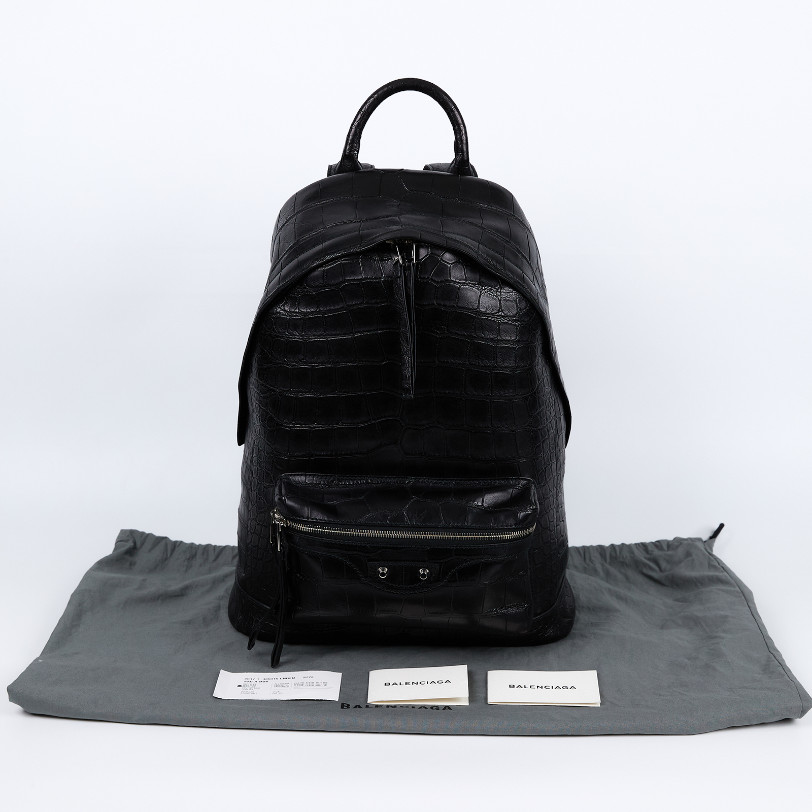 巴黎世家 BALENCIAGA Arena 後背包 435315LNR2N 黑CLASSIC鱷魚壓紋後背包 防塵袋