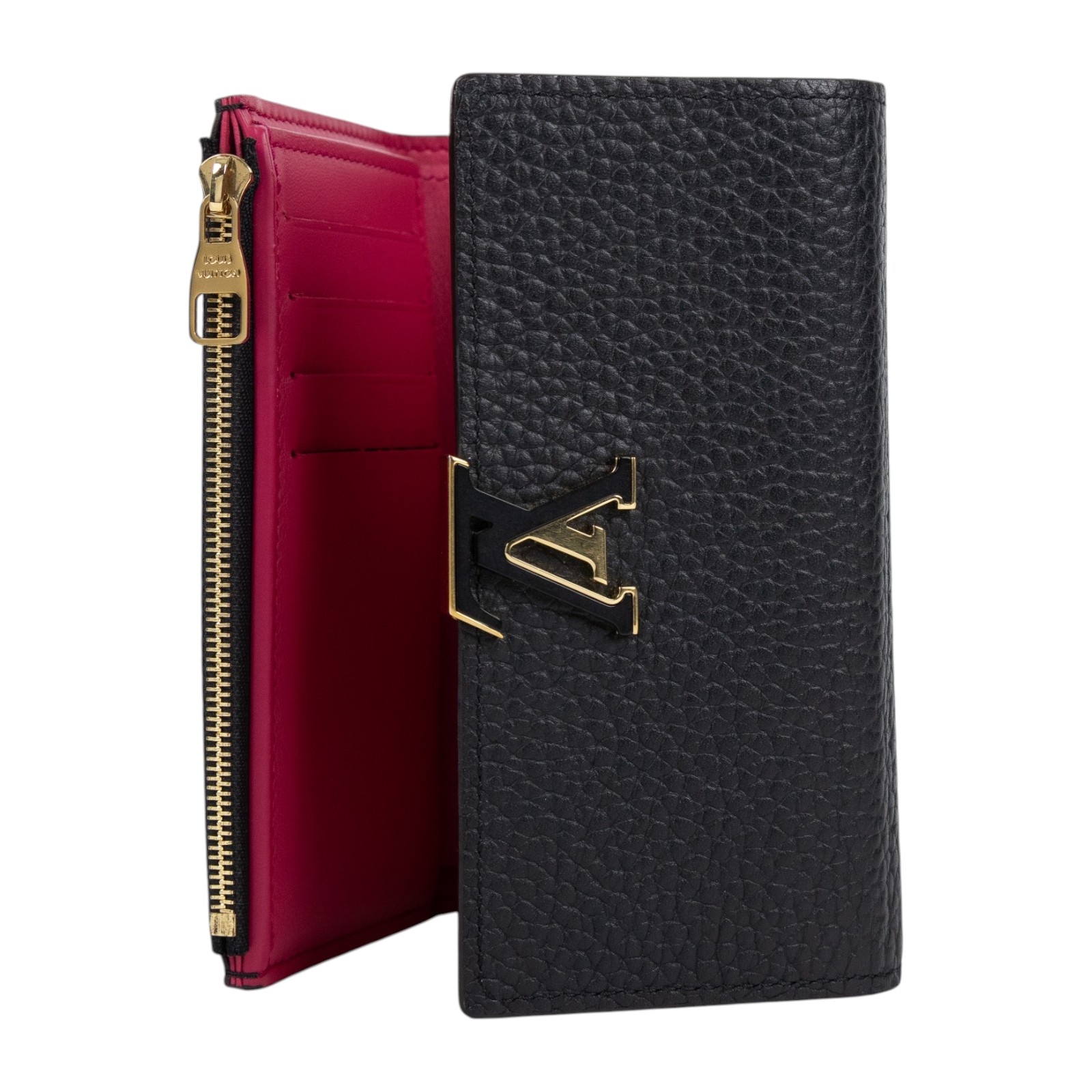 路易威登 LOUIS VUITTON Capucines 小型錢包 短夾 黑玫瑰紅色 M62157 晶片款  防塵袋/原廠盒子/購買證明影本