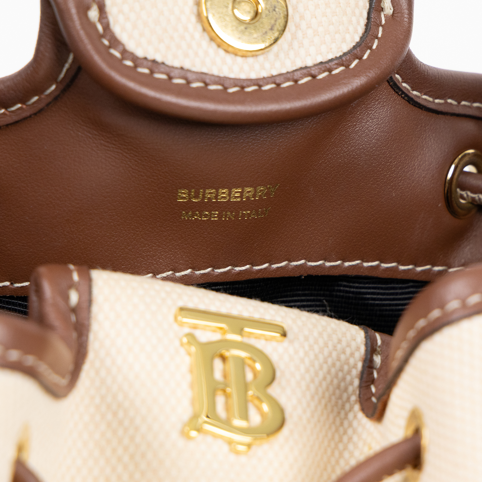 博柏利 BURBERRY TB Bag 水桶包 手提包 斜背包 8052459 米帆布水桶包MINI 防塵袋