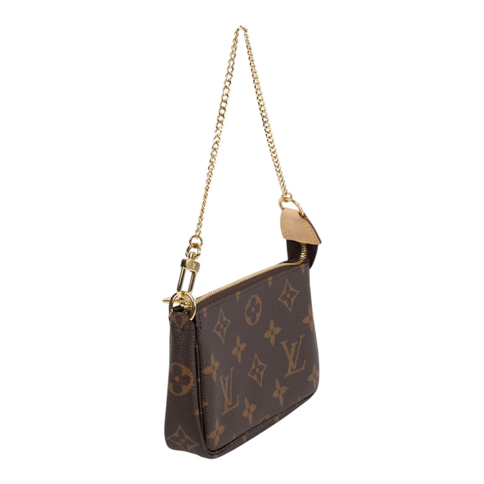 路易威登 LOUIS VUITTON Monogram塗層帆布 鏈帶 迷你小皮包 M58009 原花金鍊小POUCH 原廠盒子/防塵袋