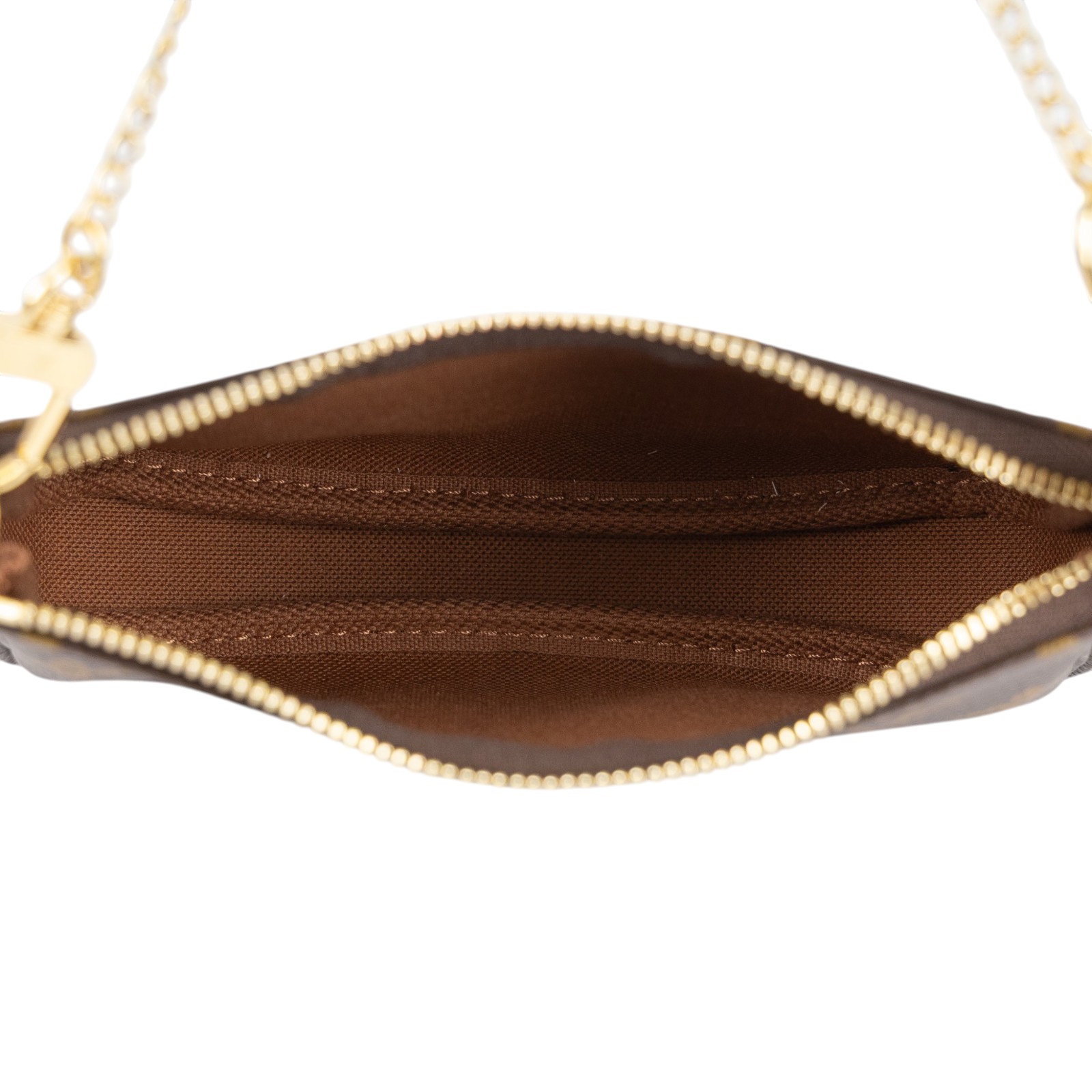 路易威登 LOUIS VUITTON Monogram塗層帆布 鏈帶 迷你小皮包 M58009 原花金鍊小POUCH 原廠盒子/防塵袋