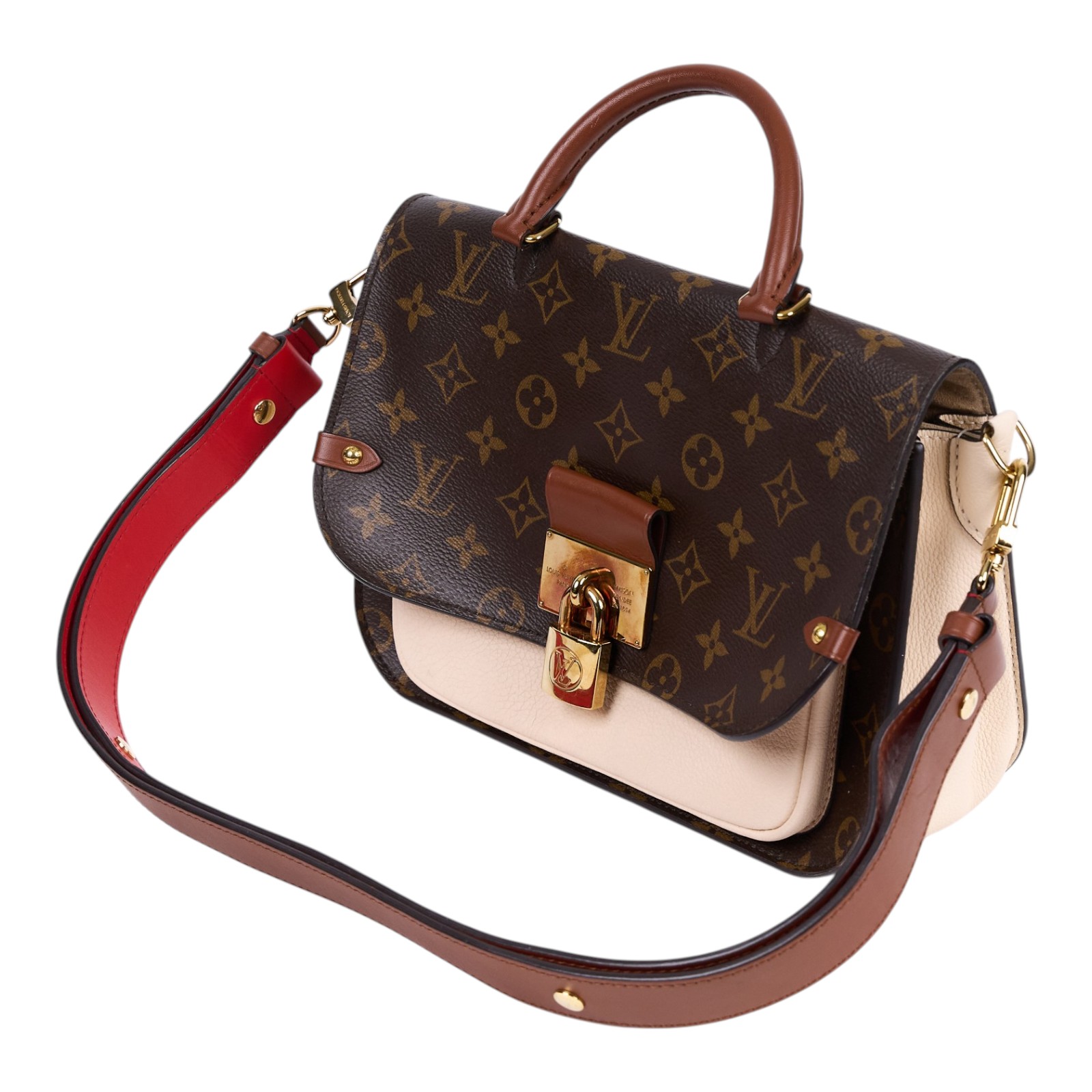 路易威登 LOUIS VUITTON Vaugirard 手提包 肩背包 斜背包 M44353 晶片款 原花拼色VAUGIRARD鎖頭包 原廠盒子/防塵袋/背帶