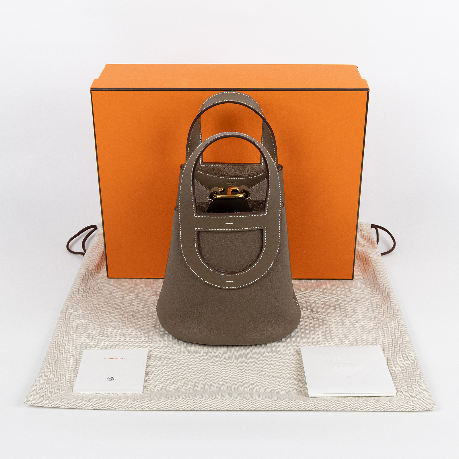 愛馬仕 Hermes In The Loop 18  豬鼻 菜籃子包 ITL18 WPU002N1 W刻大象灰金釦IN THE LOOP18 原廠盒子/防塵袋