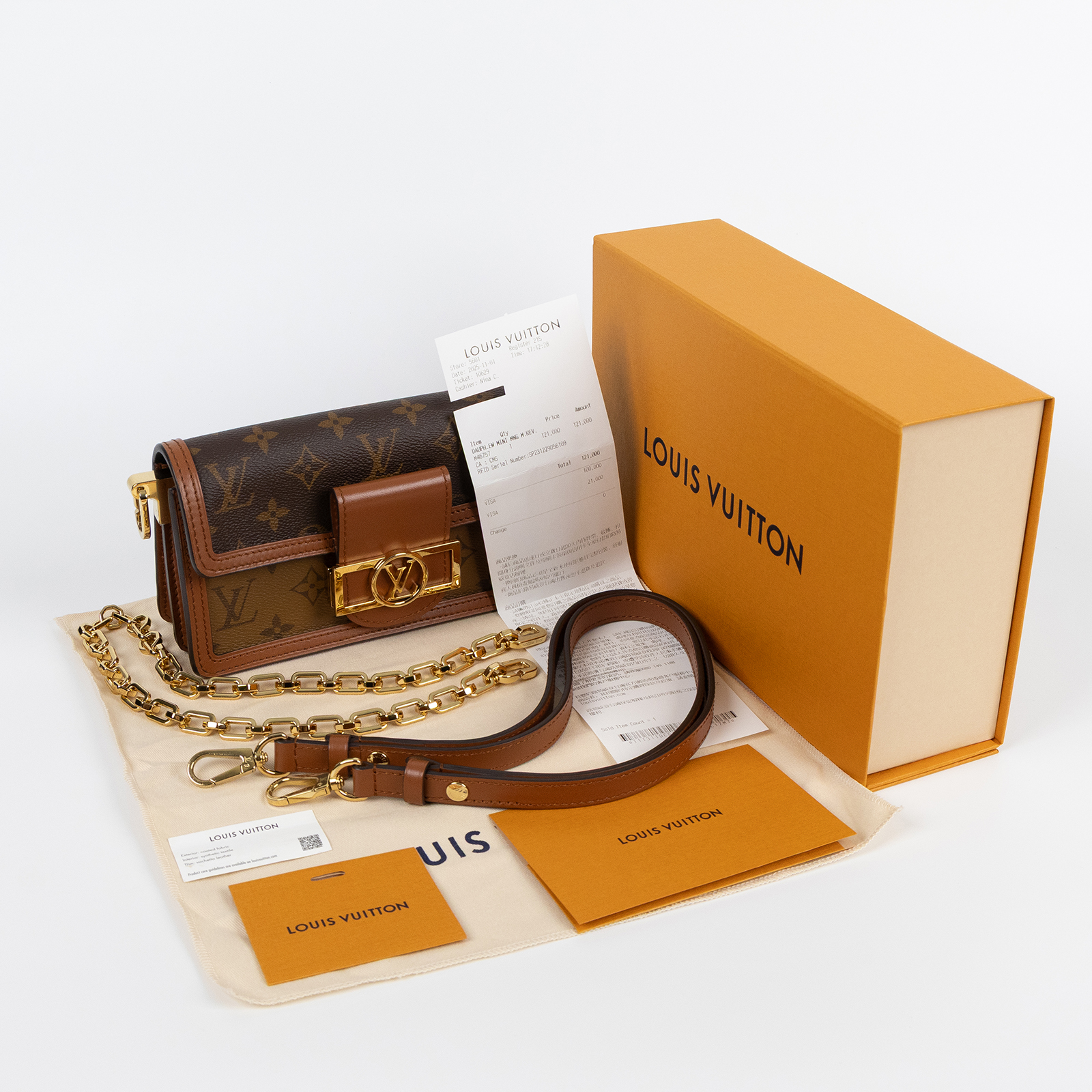 路易威登 LOUIS VUITTON Dauphine East West 手提包 肩背包 斜背包 M46757 晶片款  原廠盒子/防塵袋/背帶x2/購買證明正本