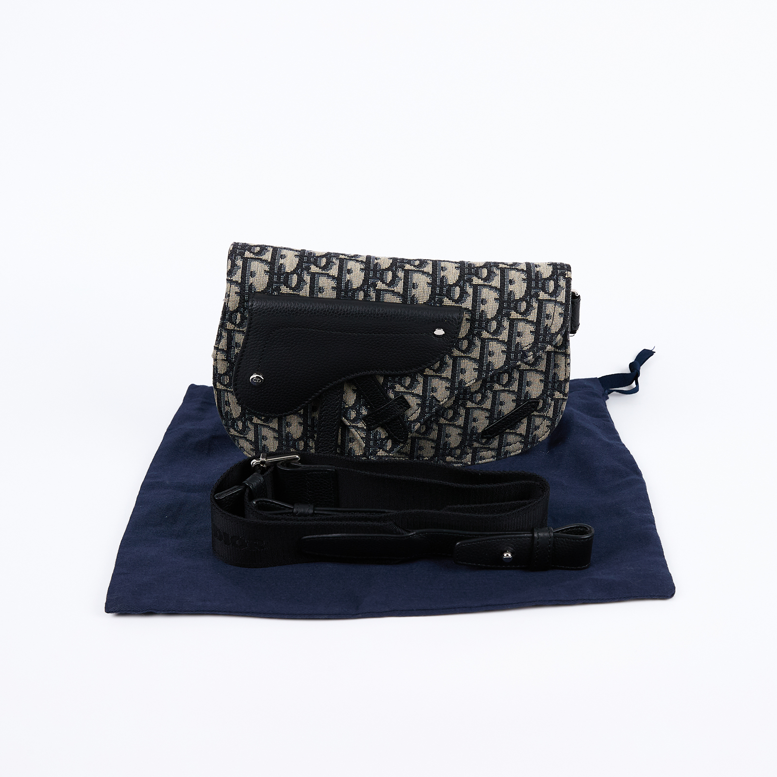 迪奧 CHRISTIAN DIOR Saddle Oblique 馬鞍包 1ADPO095YKY 藍緹花SADDLE胸包 防塵袋