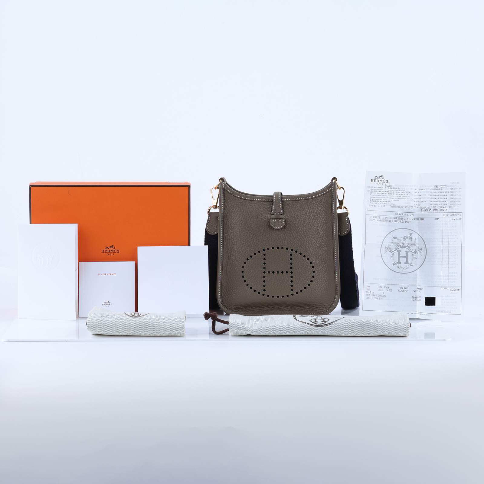 愛馬仕 Hermes Evelyne 16 Amazone bag 伊芙琳包 大象灰 深藍 金色五金 H069426CCBF /W AU 009 MM  購買證明正本/防塵袋/原廠盒子/背帶