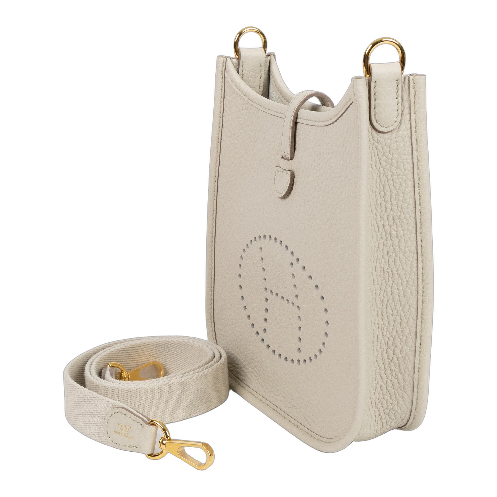 愛馬仕 Hermes Evelyne Bag Mini 伊芙琳包 Evelyne 16 冰川白色 金色五金 H085945CCAX /K AU 003 MM  原廠盒子/防塵袋2/背帶/購買證明正本