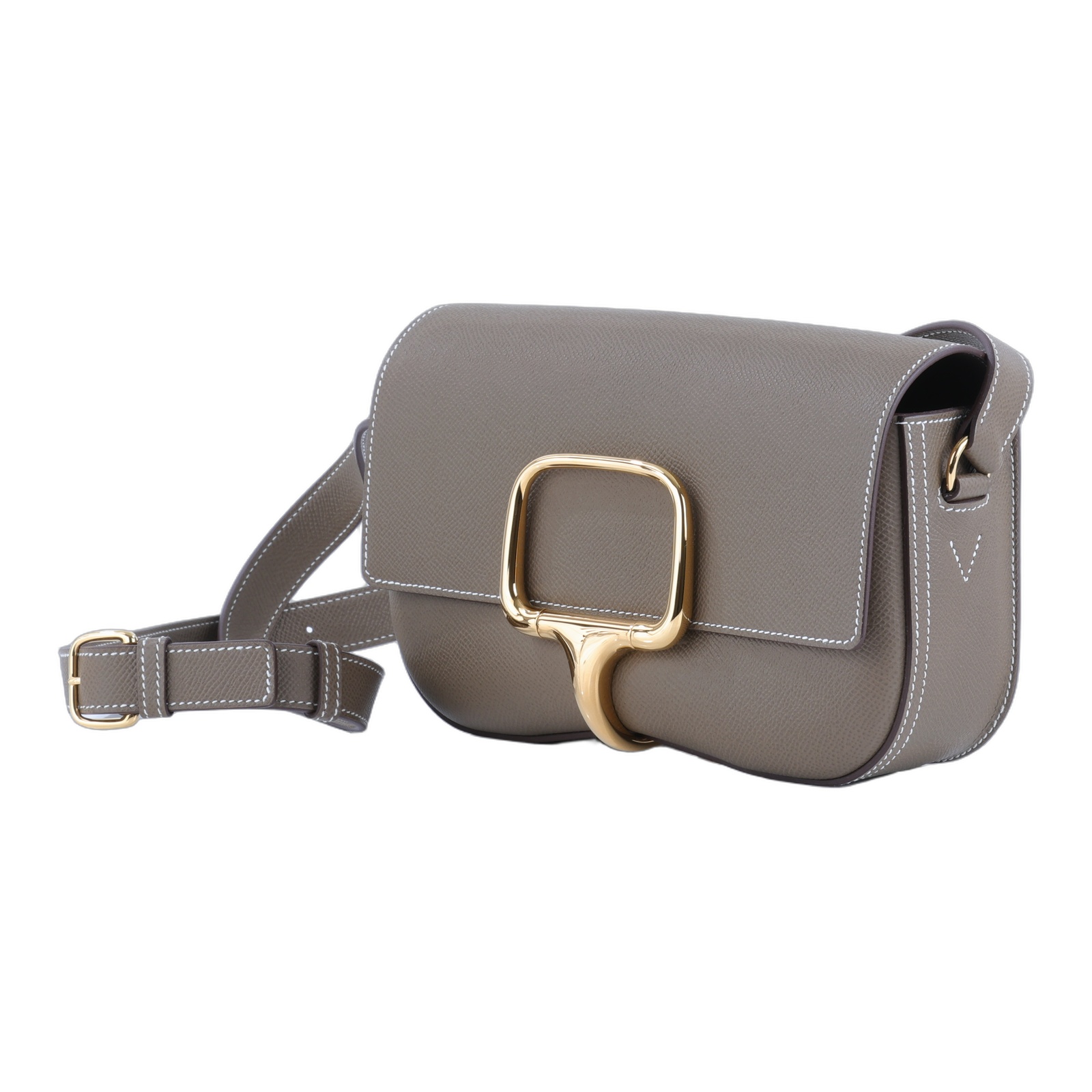愛馬仕 Hermes Della Cavalleria Elan 肩背包 金色五金 大象灰色 H084658CC18 /WPY753 IG  原廠盒子/防塵袋/購買證明