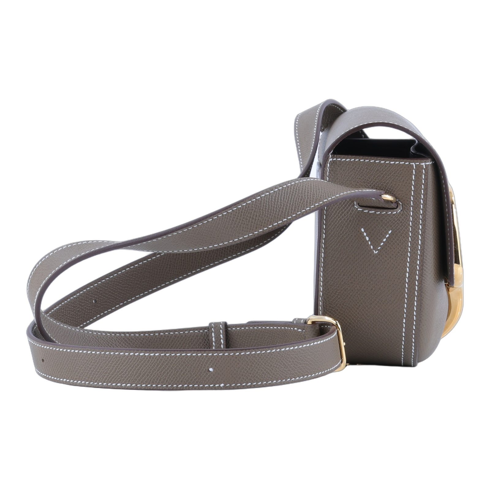 愛馬仕 Hermes Della Cavalleria Elan 肩背包 金色五金 大象灰色 H084658CC18 /WPY753 IG  原廠盒子/防塵袋/購買證明