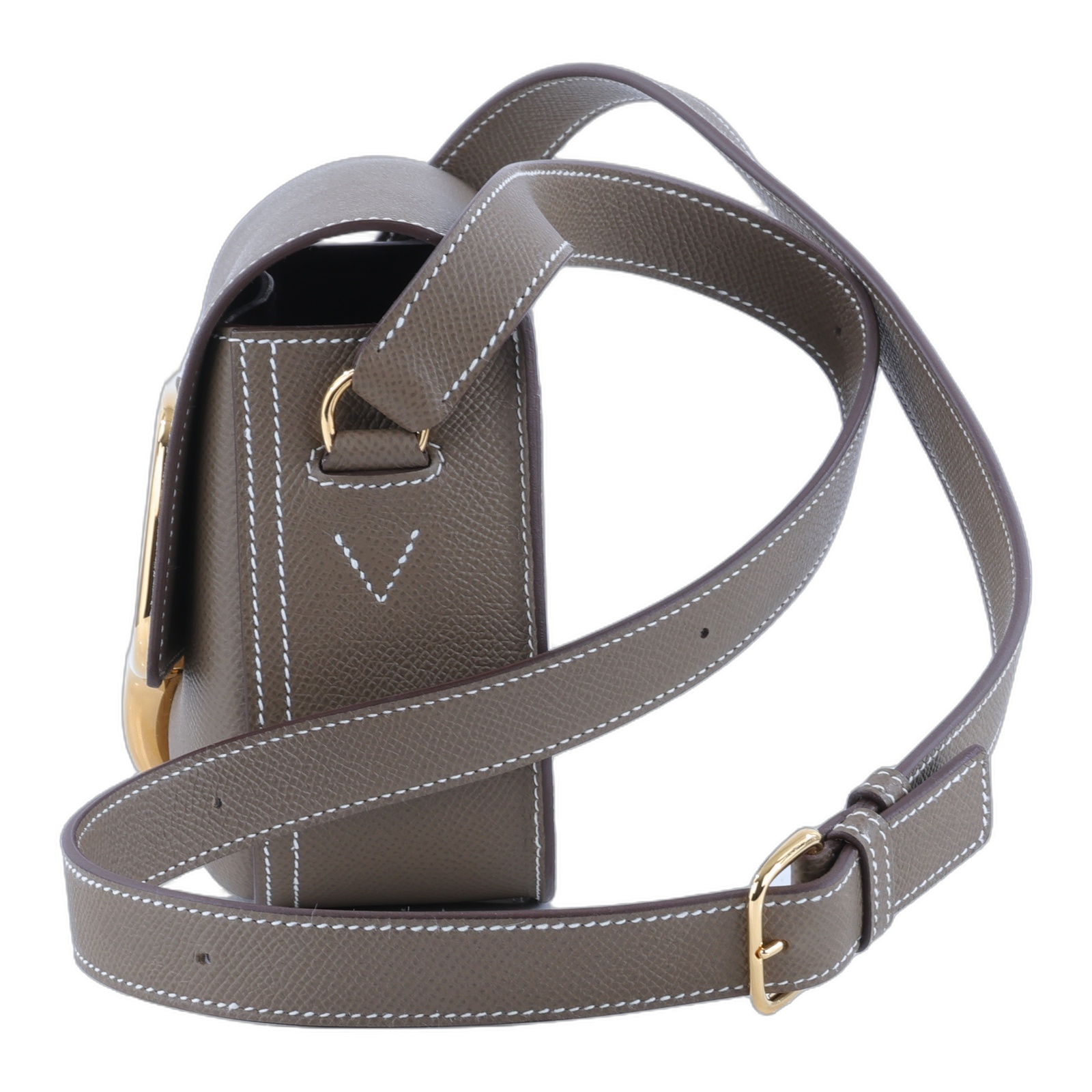 愛馬仕 Hermes Della Cavalleria Elan 肩背包 金色五金 大象灰色 H084658CC18 /WPY753 IG  原廠盒子/防塵袋/購買證明